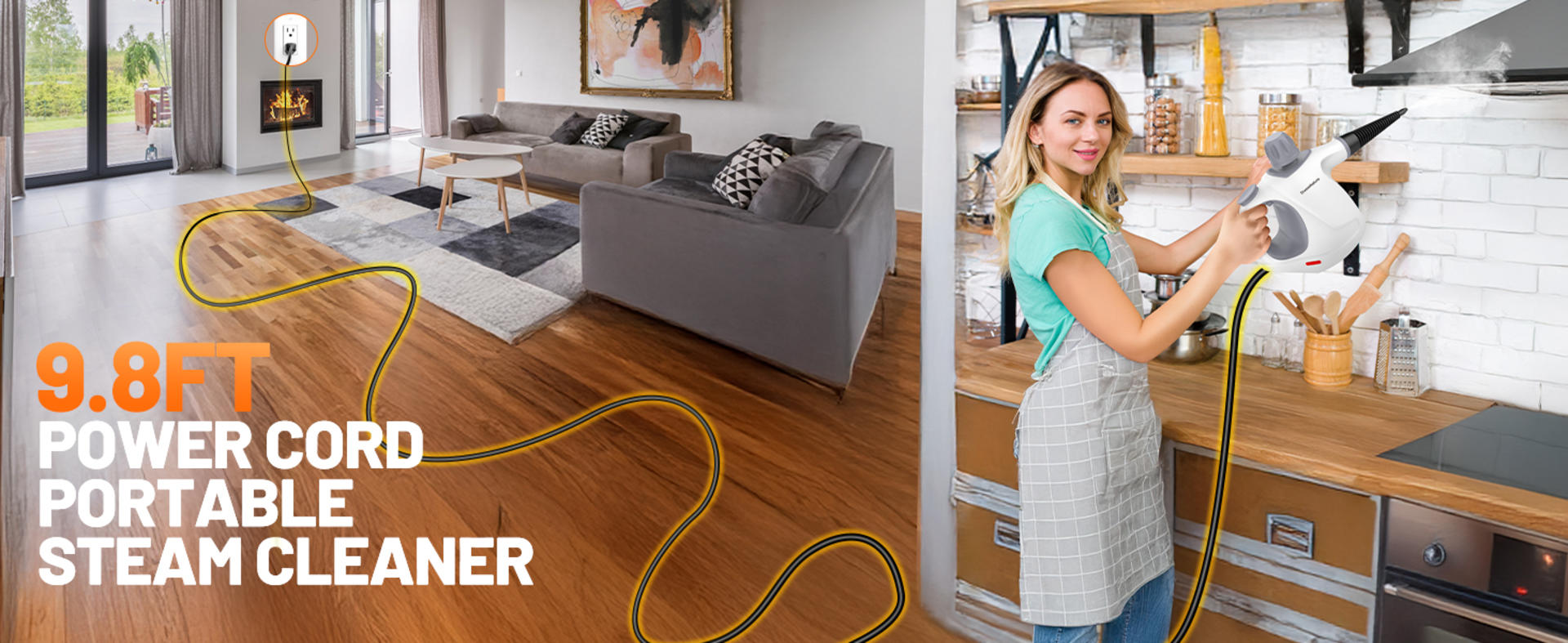 Multi-Surface Handheld Pressurized Steam Cleaner with 11 Accessories, 15.2OZ Portable Steamer detail 9