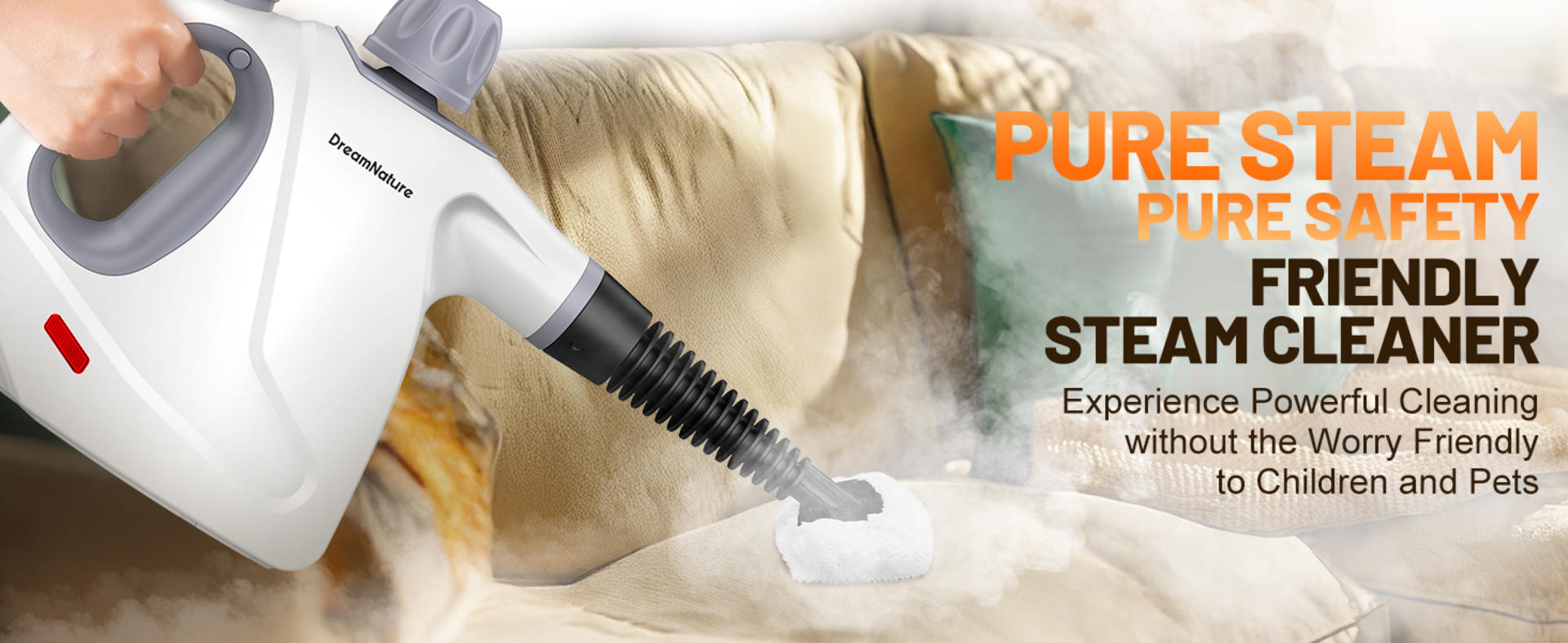 Multi-Surface Handheld Pressurized Steam Cleaner with 11 Accessories, 15.2OZ Portable Steamer detail 18