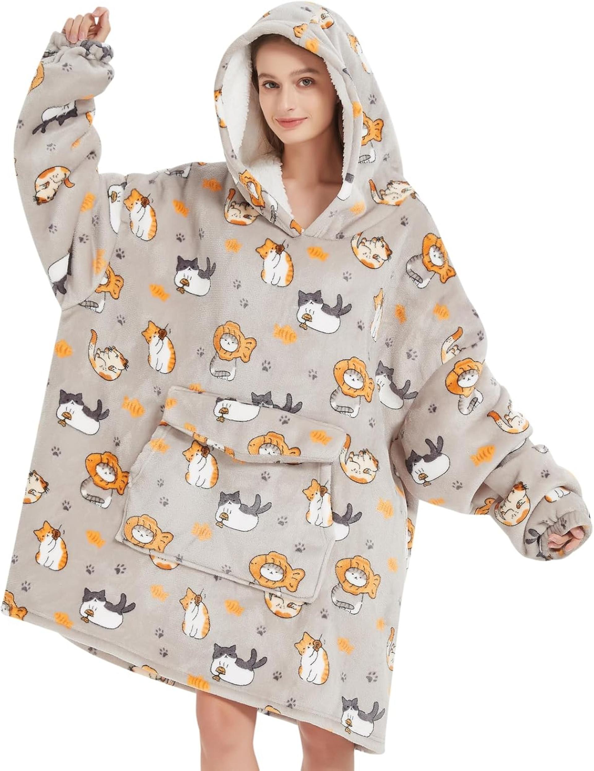 Hoodie Cobertor de Pelúcia Sherpa Oversized para Adultos, Conforto Unissex para Todas as Estações