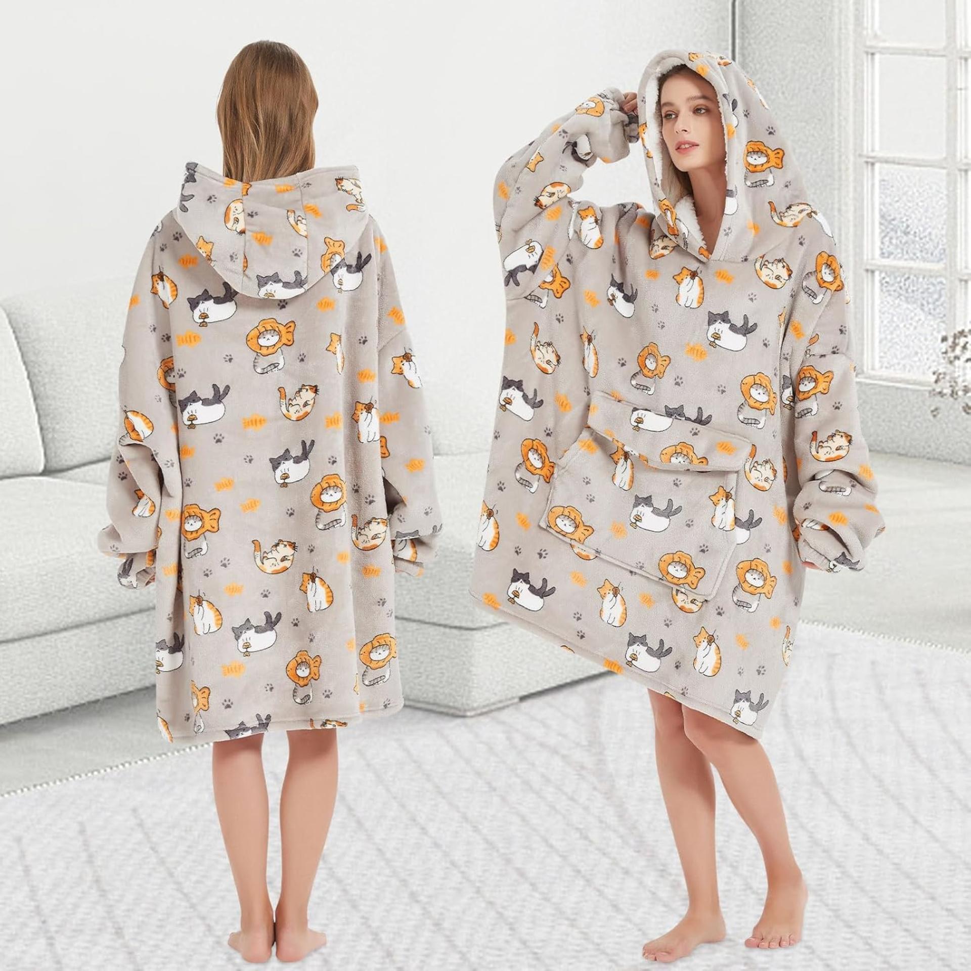 Oversized Sherpa Fleece Wearable Blanket Hoodie for Adults, Unisex One Size Fits Most - 5