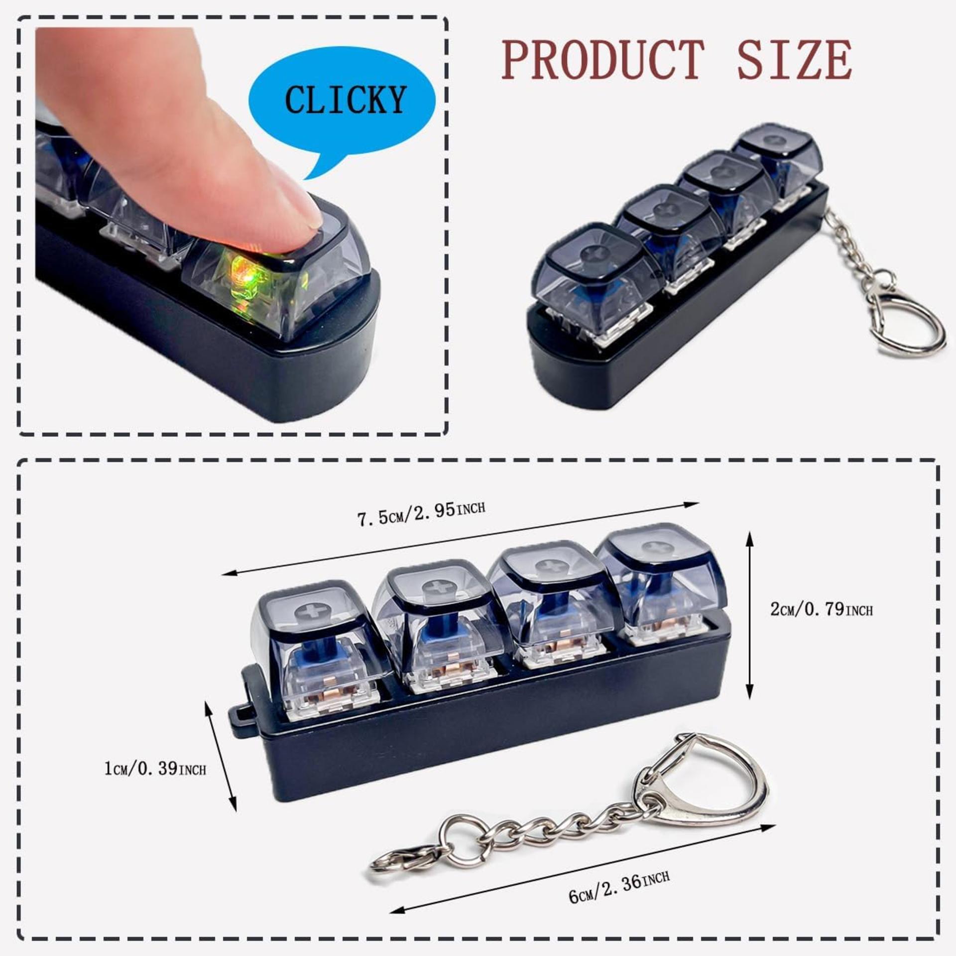 2PCS Mechanical Keyboard Fidget Keychain with LED Light, 4-in-1 Clicker for Stress Relief - 4