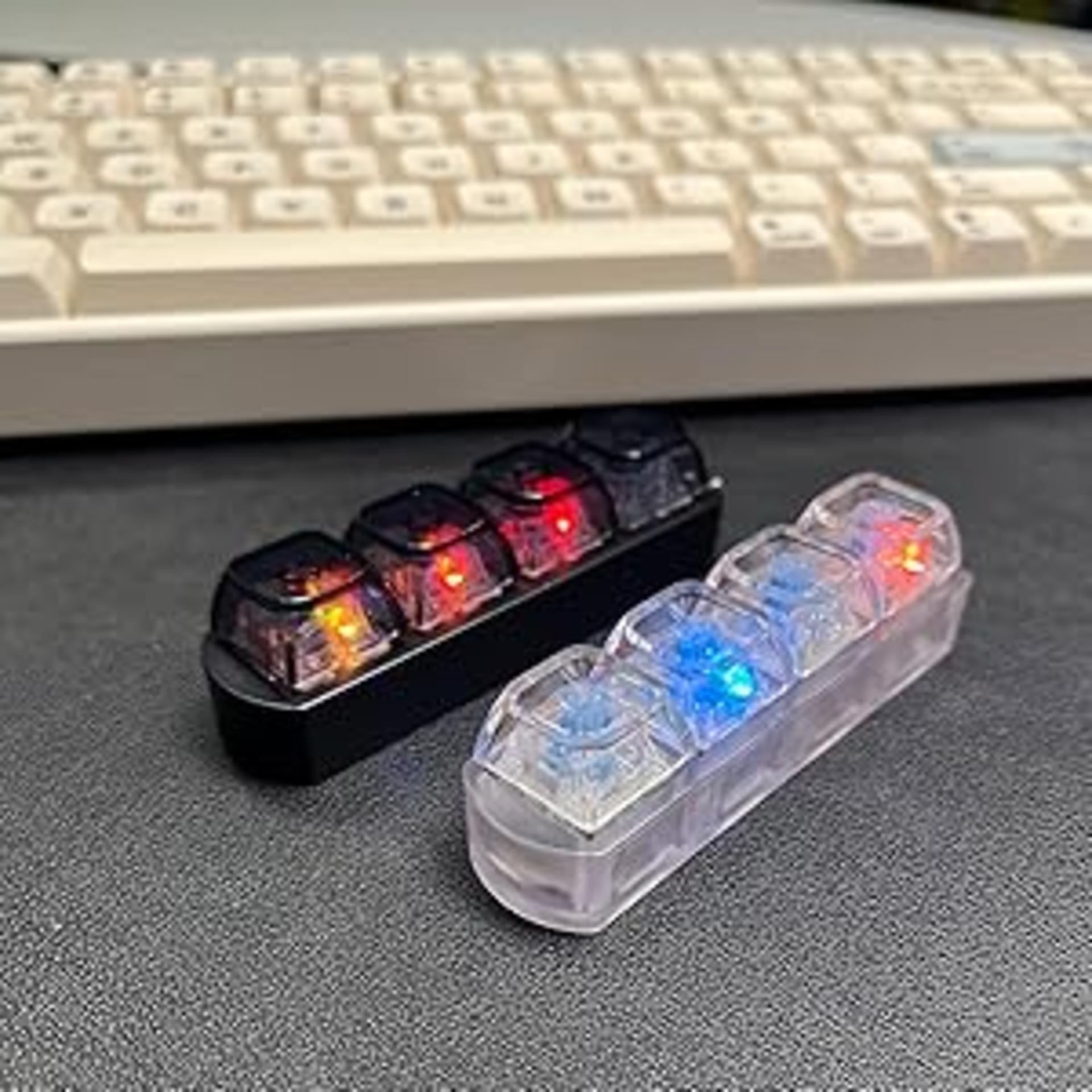 2PCS Mechanical Keyboard Fidget Keychain with LED Light, 4-in-1 Clicker for Stress Relief detail 2