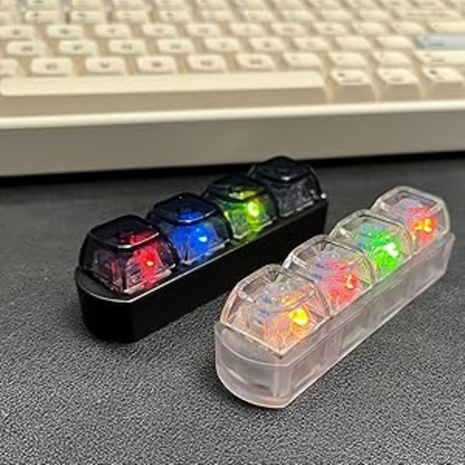 2PCS Mechanical Keyboard Fidget Keychain with LED Light, 4-in-1 Clicker for Stress Relief detail 3