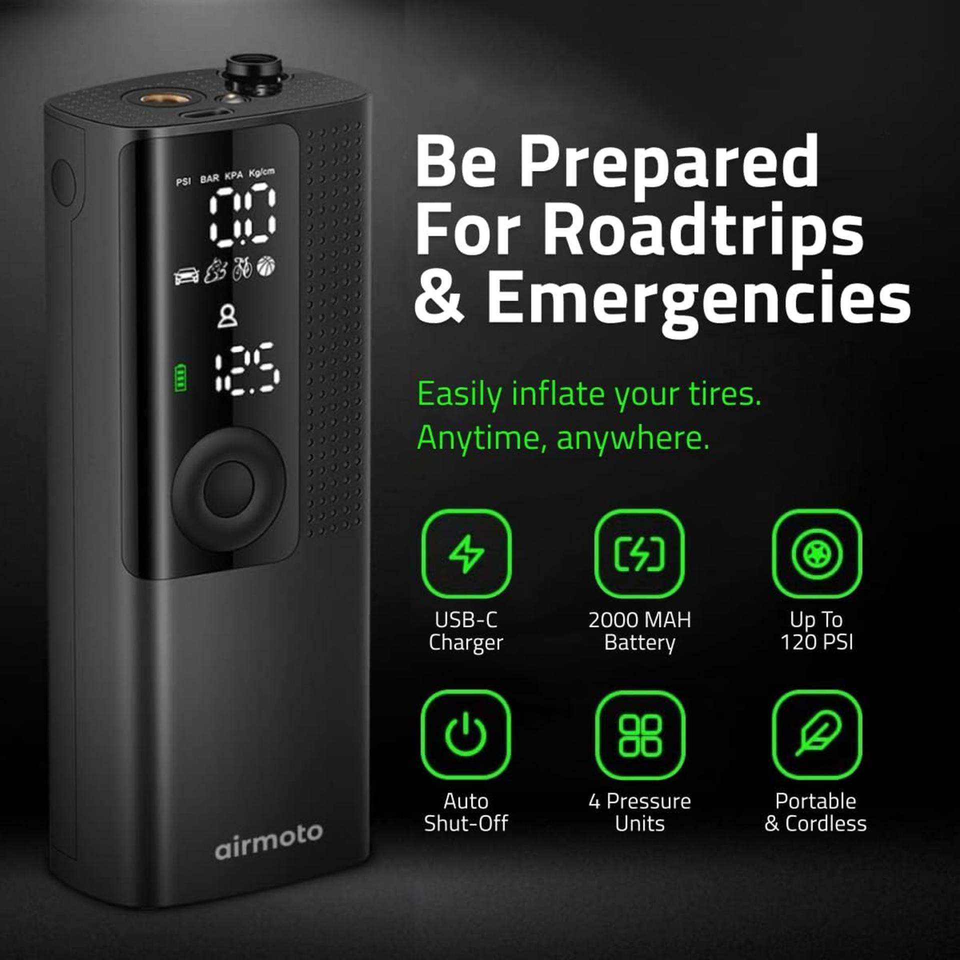 Portable Cordless Tire Inflator with Digital Gauge, Auto Shut-Off and LED Flashlight - 3