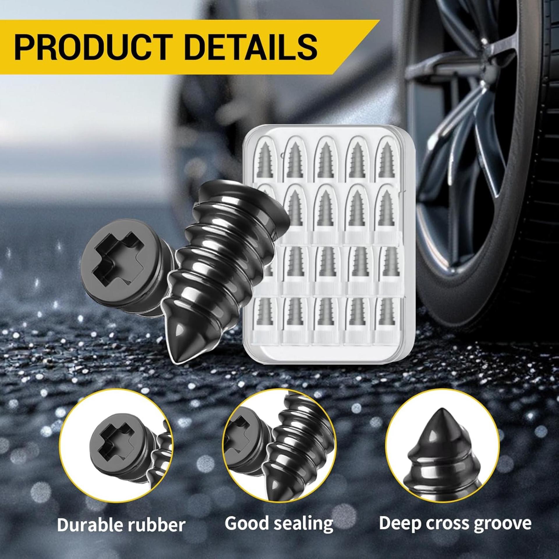 60-Piece Tire Repair Kit with 2 Sizes, Portable Vacuum Tire Repair Nails for Cars, Trucks & Motorcycles - 3