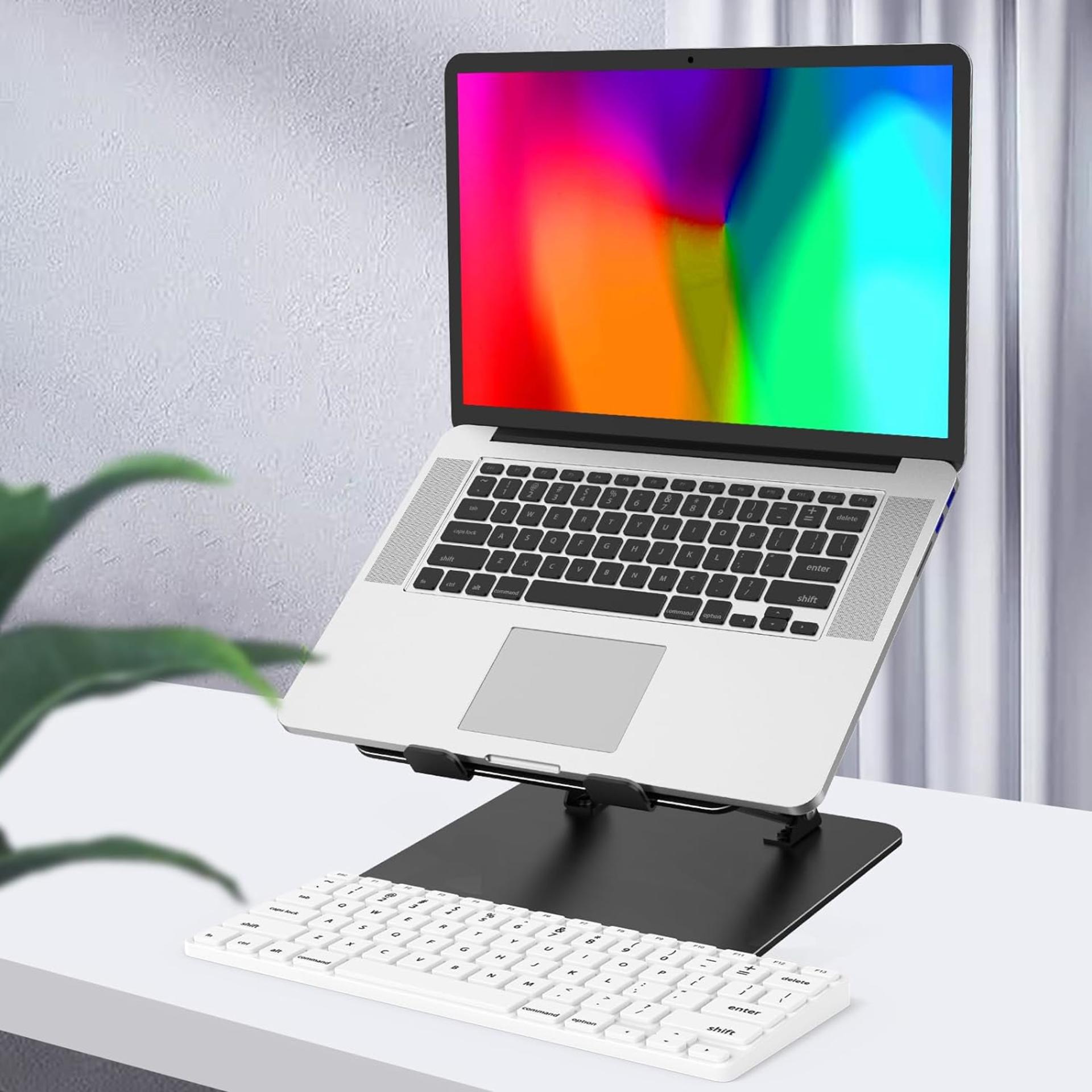 Adjustable Ergonomic Laptop Stand with Ventilated Cooling - Foldable Metal Riser Holder for 10-15.6” Laptops - 7