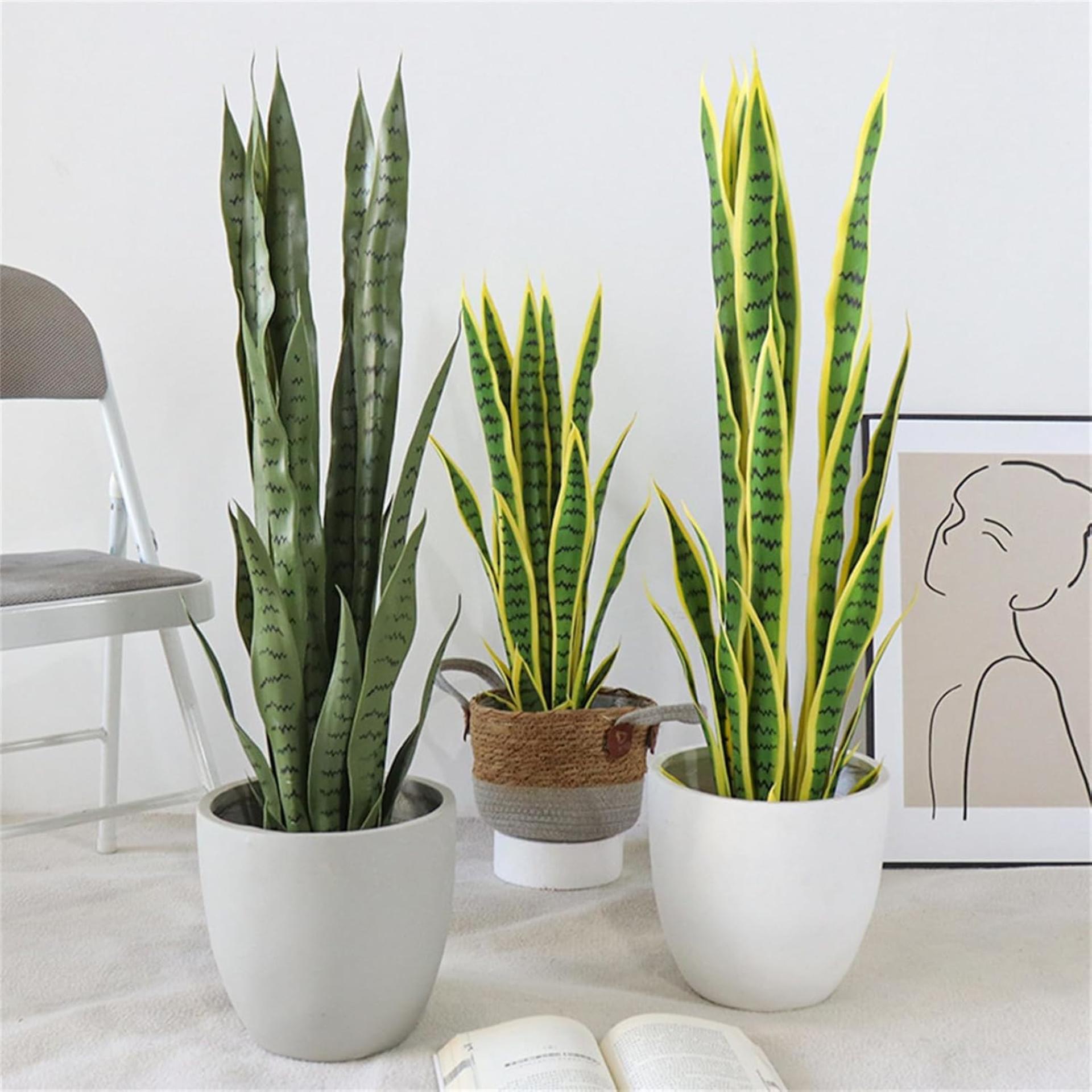 Lifelike Artificial Snake Plant in Pot - Realistic Fake Greenery for Home, Office & Garden Decor - 5