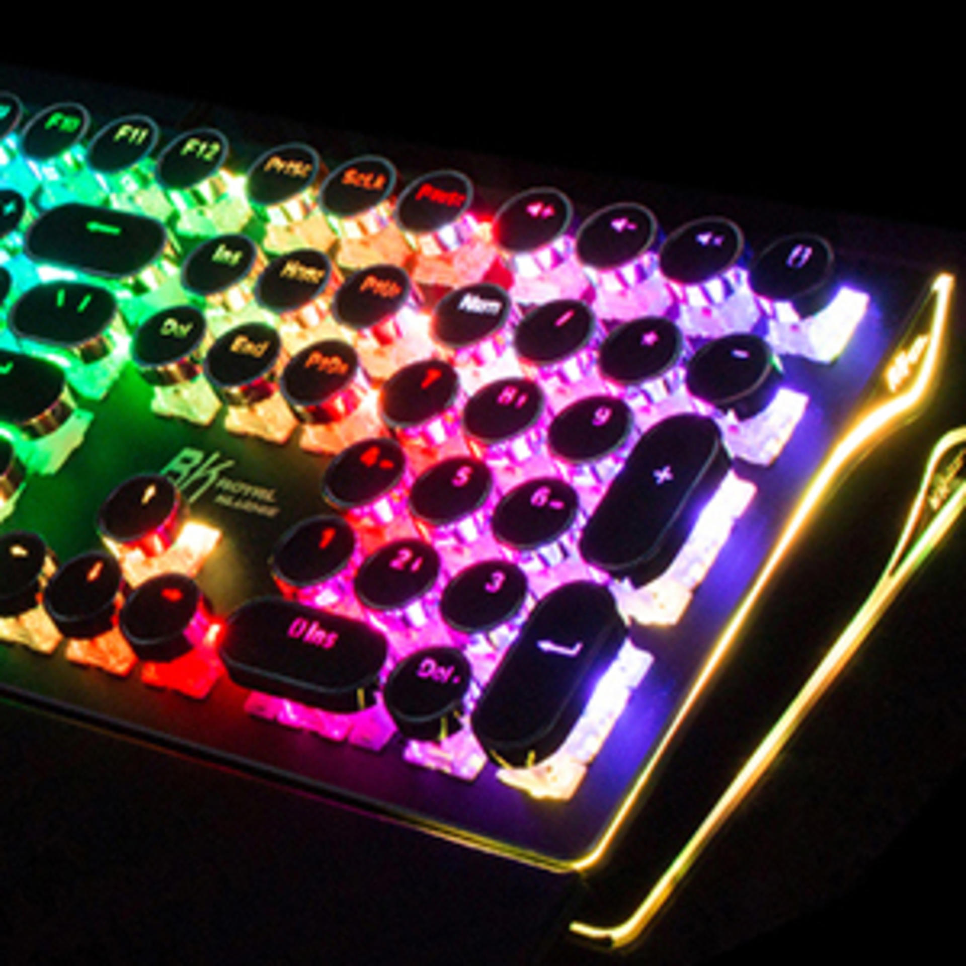 Retro Mechanical Gaming Keyboard with RGB Sidelight & Detachable Wrist Rest - Blue Switches detail 5