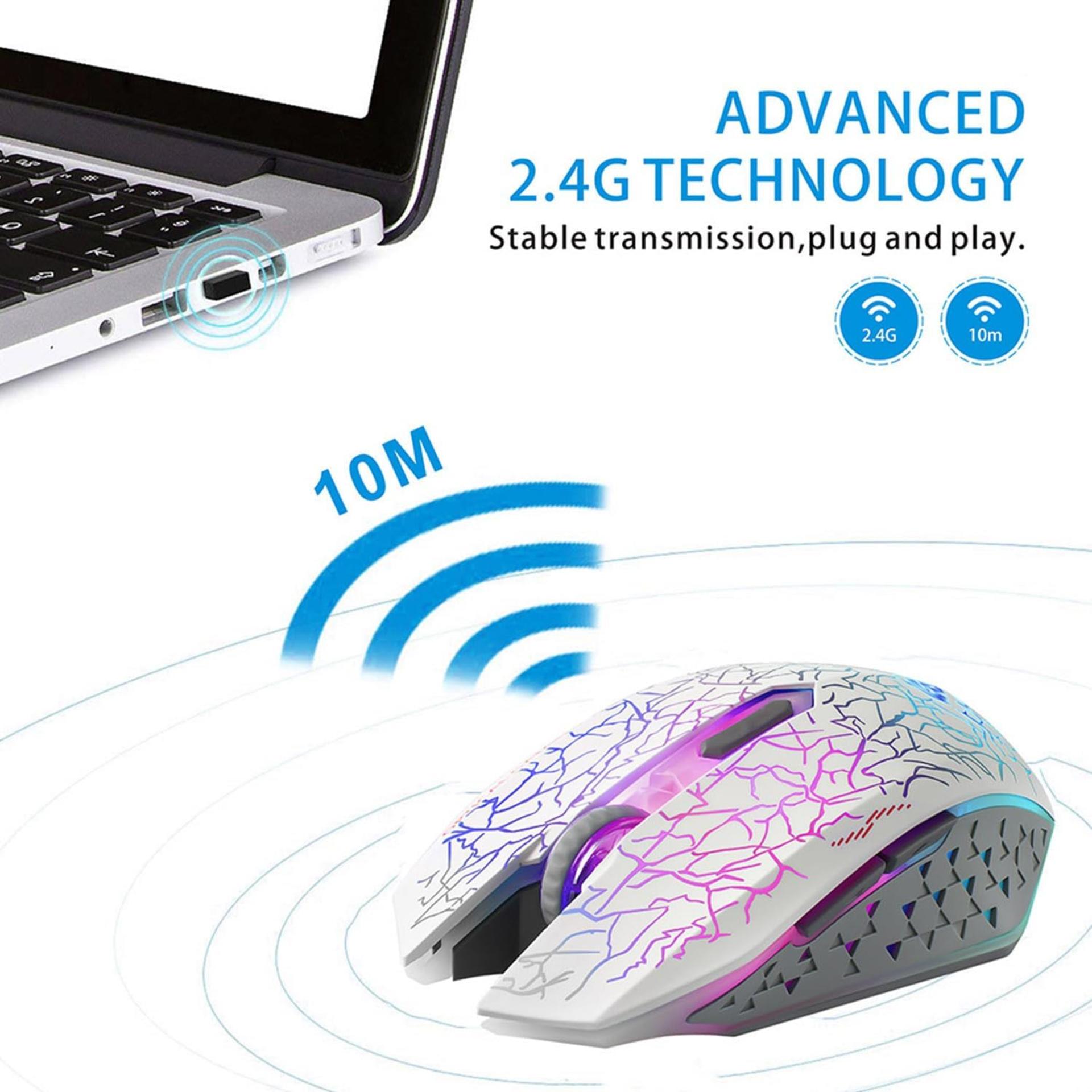 Silent Rechargeable Wireless Gaming Mouse with 7-Color LED Light, Adjustable DPI & Ergonomic Design - 5