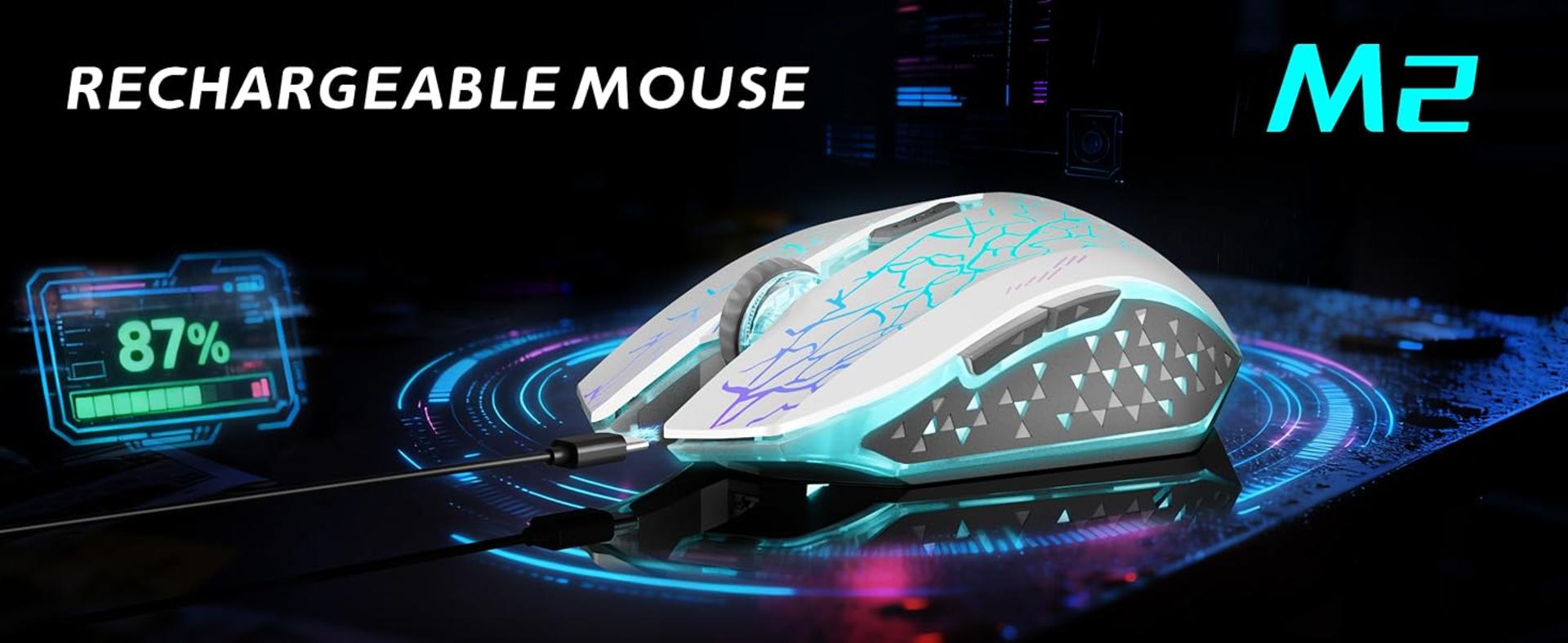 Silent Rechargeable Wireless Gaming Mouse with 7-Color LED Light, Adjustable DPI & Ergonomic Design detail 5