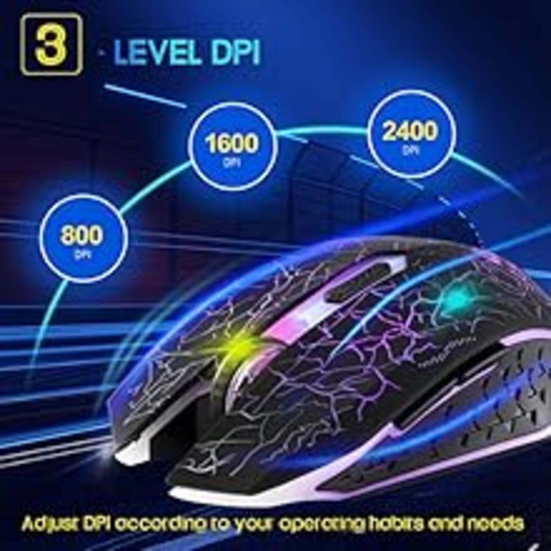VEGCOO C10 Wireless Gaming Mouse Rechargeable Silent Optical Mice 7 Colors LED Lights, 7 Buttons 2400/1600/800DPI (Black) detail 6