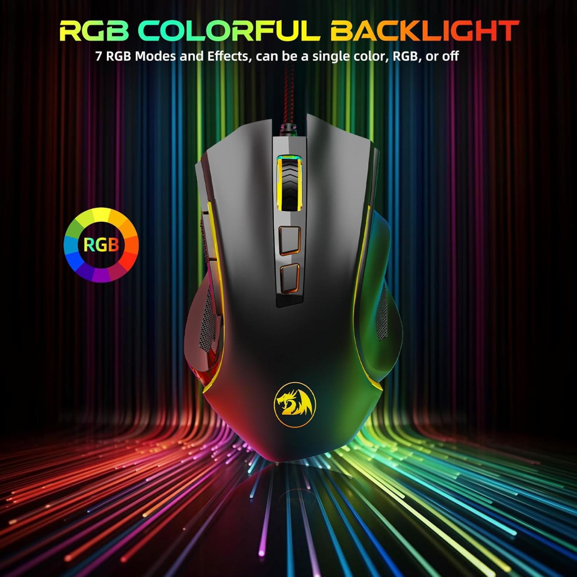 Redragon M602 Gaming Mouse, Ergonomic RGB Gaming Mouse Wired with 7200 Adjustable DPI, 9 Programmable Buttons, Professional Software for Gamer Office [Black] - 7