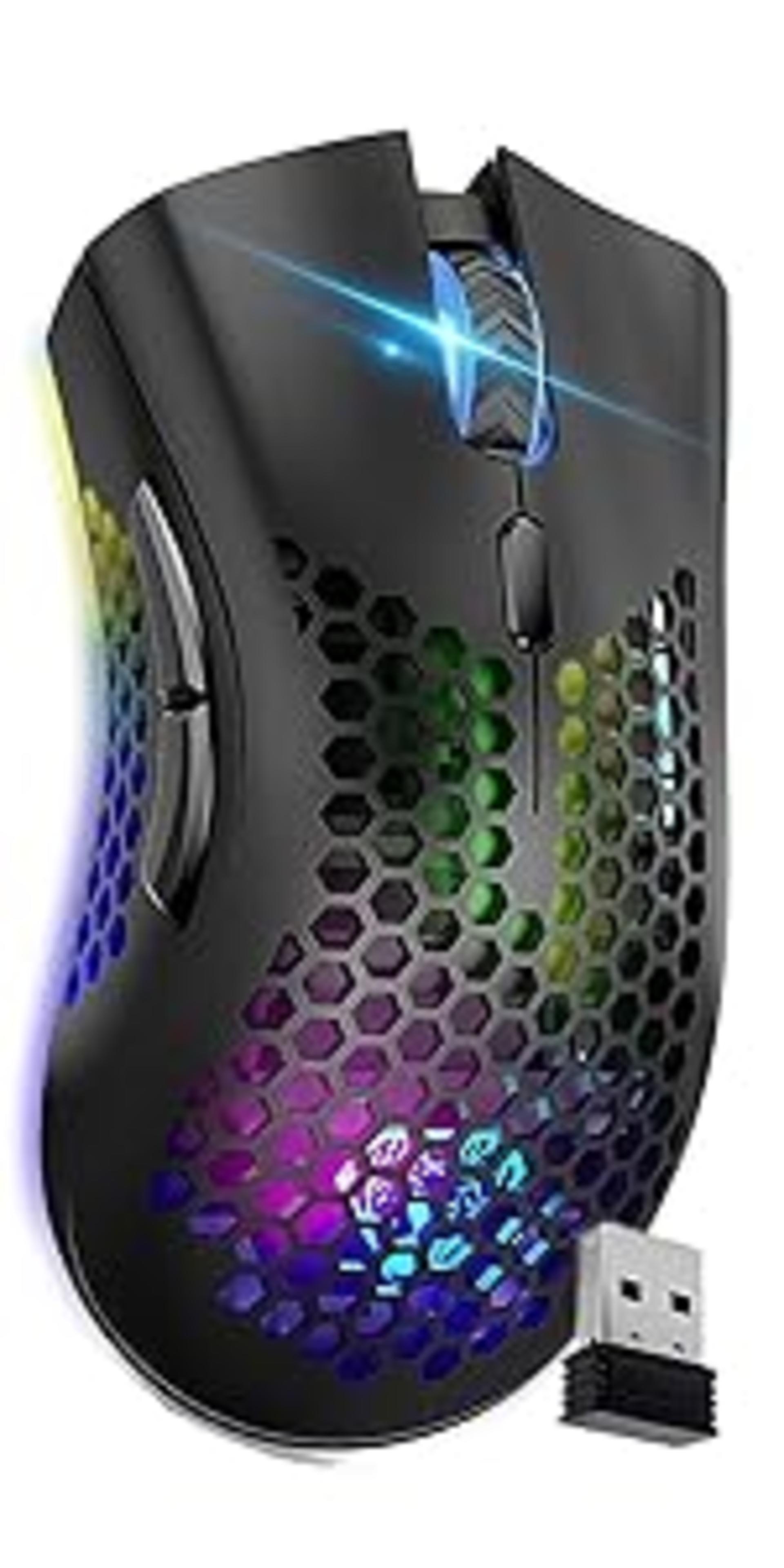 VEGCOO Wireless Gaming Mouse, Silent Wireless Mouse, Rechargeable Computer Mice with Colorful RGB LED Lights and 3-Level-Adjustable DPI, 6 Buttons Mouse with Side Buttons for Laptop and Desktop detail 5
