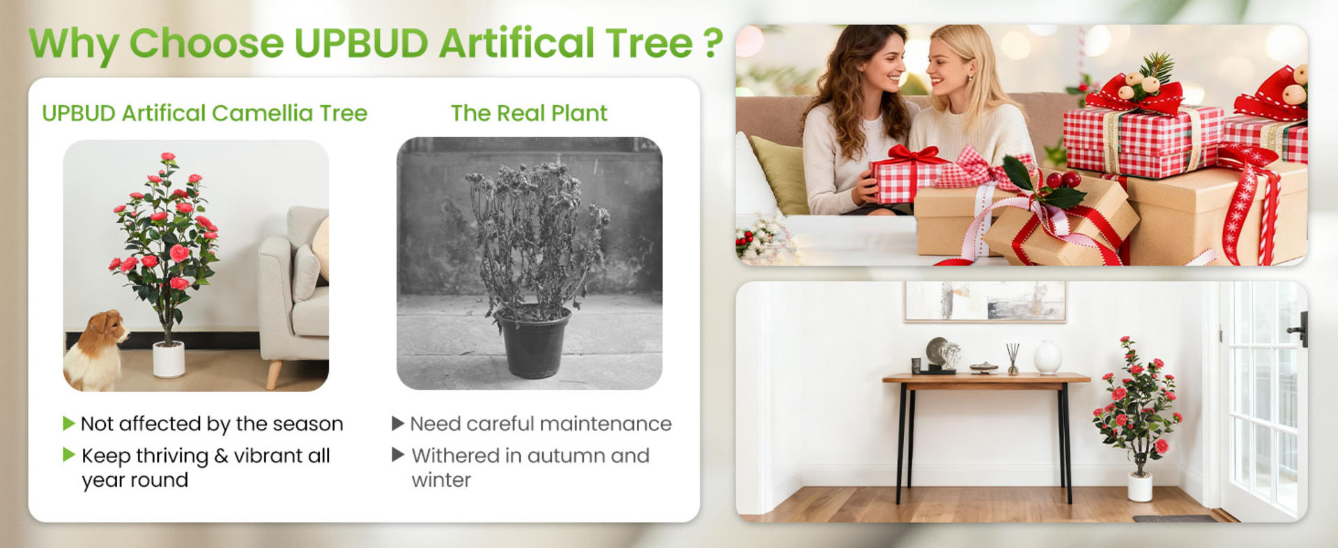 Realistic Artificial Camellia Tree 2-Pack – 40'' Faux Potted Plants with 30 Pink Flowers detail 4