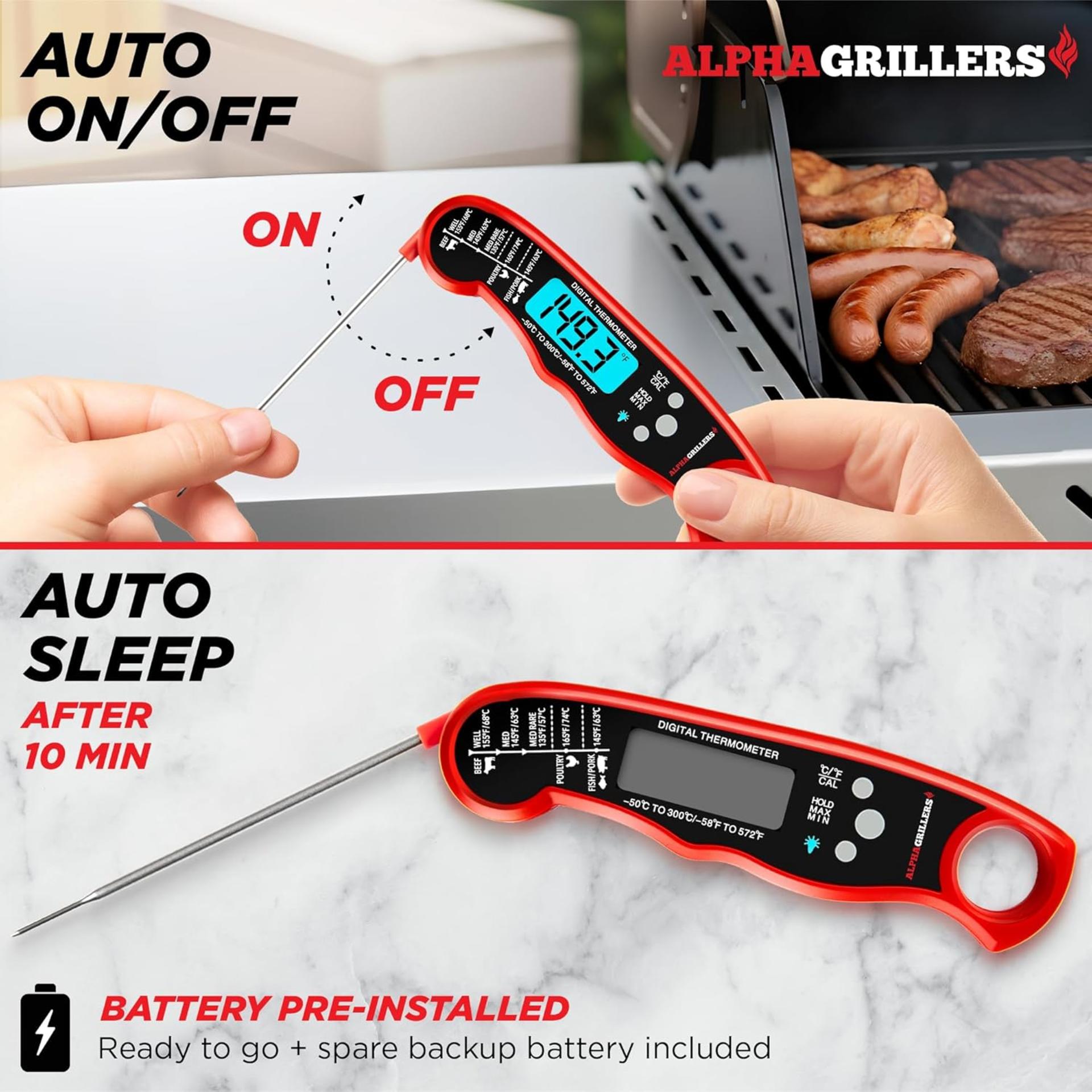 Instant-Read Meat Thermometer with Backlit Display & Water-Resistant Design - 3