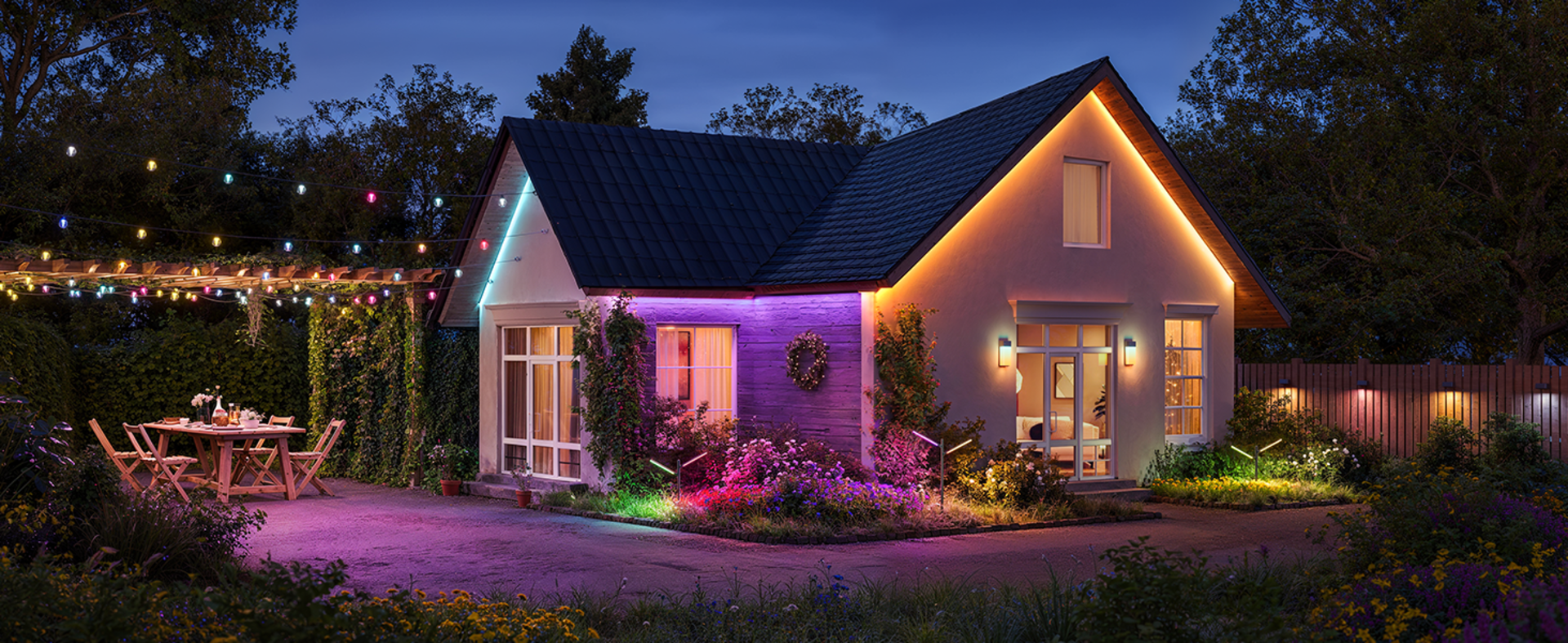 96ft RGBWIC Outdoor String Lights with 111 Scene Modes, IP67 Waterproof, Alexa & Google Compatible detail 6