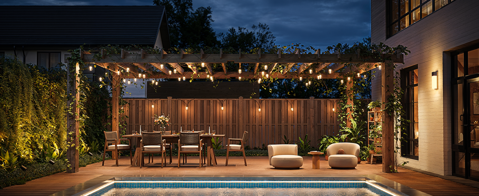 96ft RGBWIC Outdoor String Lights with 111 Scene Modes, IP67 Waterproof, Alexa & Google Compatible detail 9