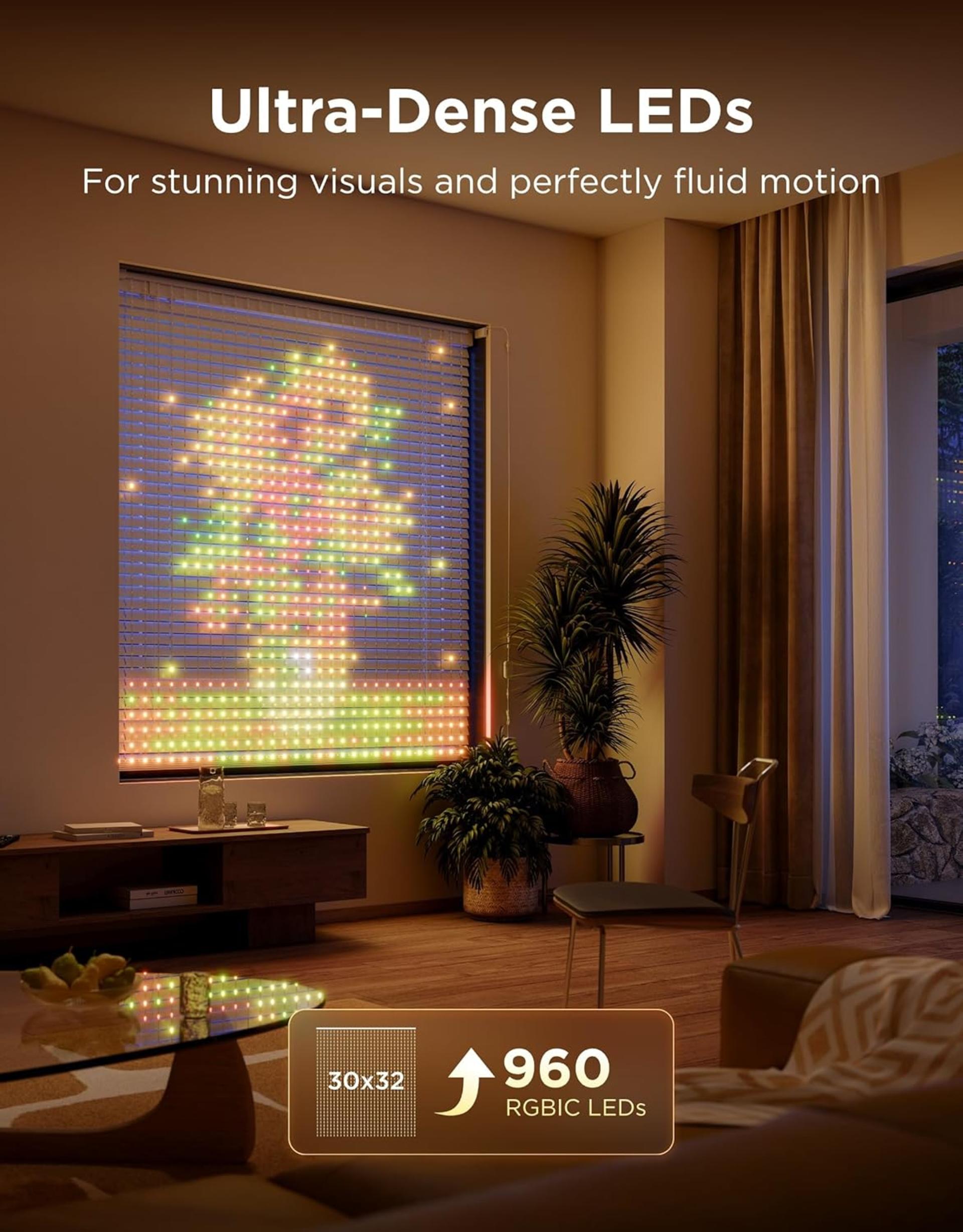 Pro Smart Curtain Lights with 960 LEDs, AIGC & Music Sync, IP67 Waterproof - 2