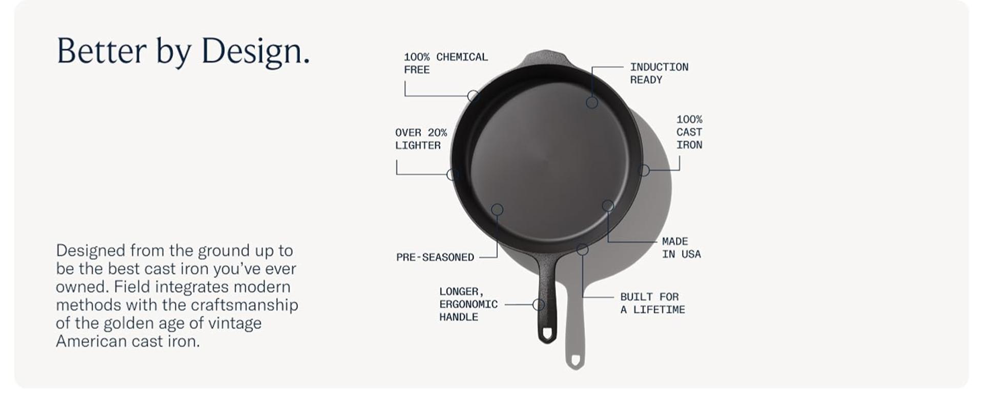 10.25-Inch Cast Iron Skillet: Pre-Seasoned, Lightweight & Smooth for Searing, Baking & Everyday Cooking detail 6