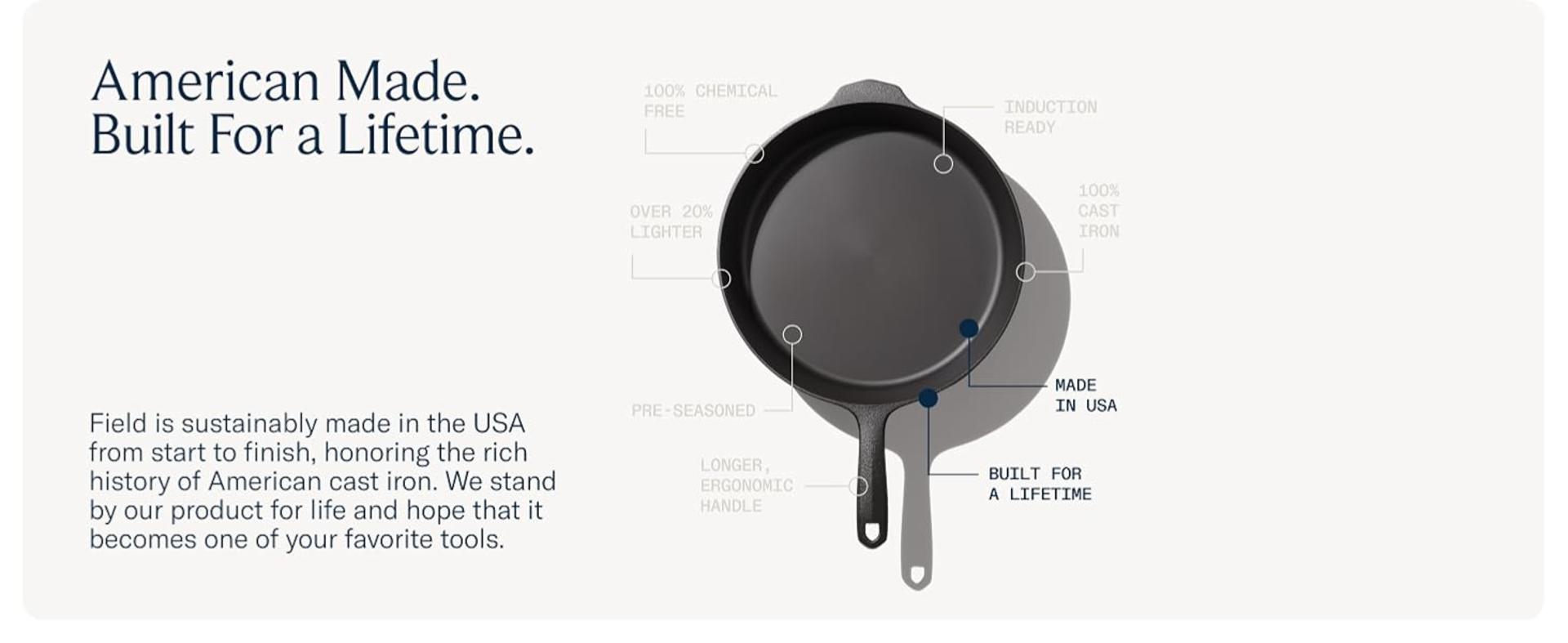 10.25-Inch Cast Iron Skillet: Pre-Seasoned, Lightweight & Smooth for Searing, Baking & Everyday Cooking detail 10