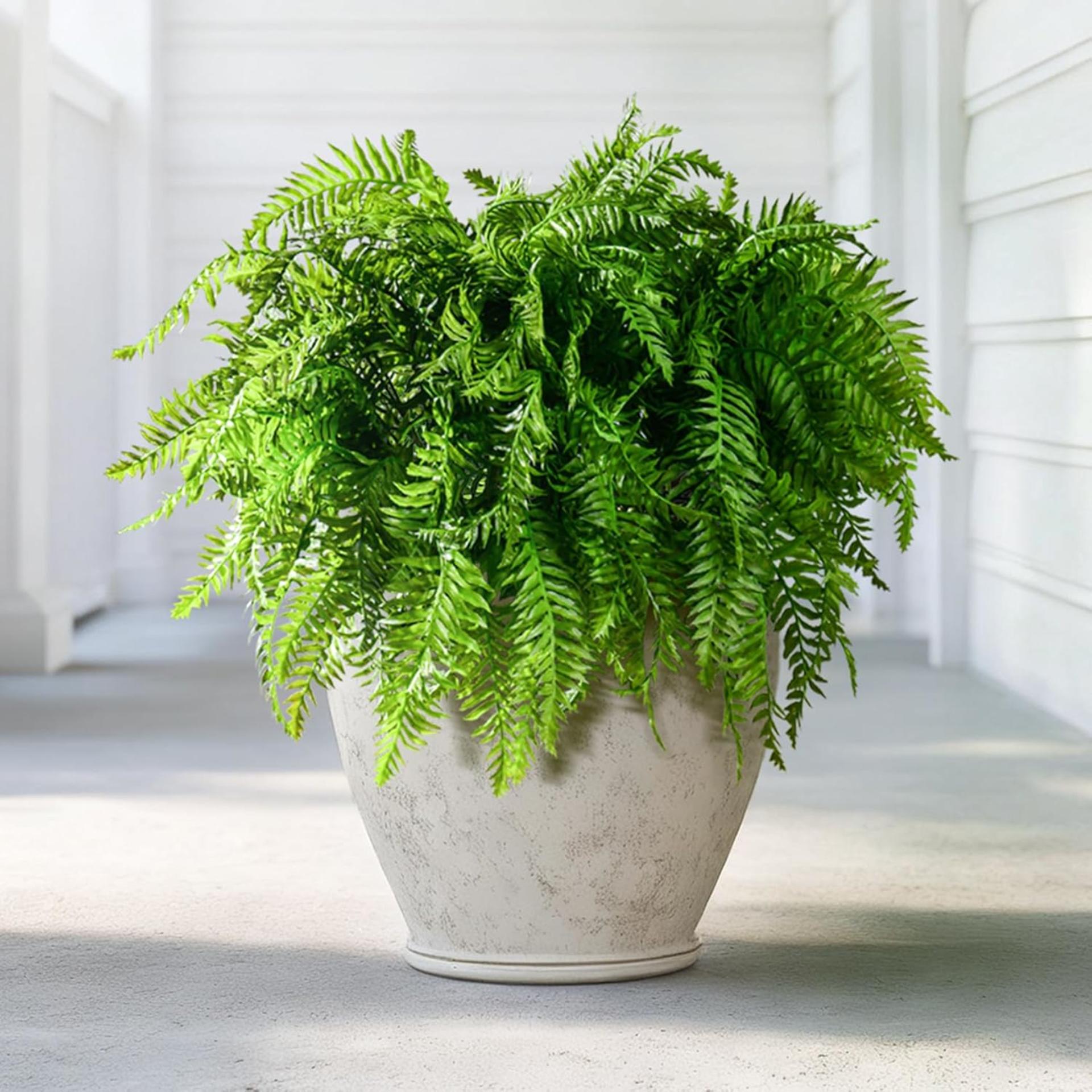 10 Peças de Samambaias Artificiais Realistas Falsas Verdes para Decoração de Varanda, Pátio, Interior e Exterior