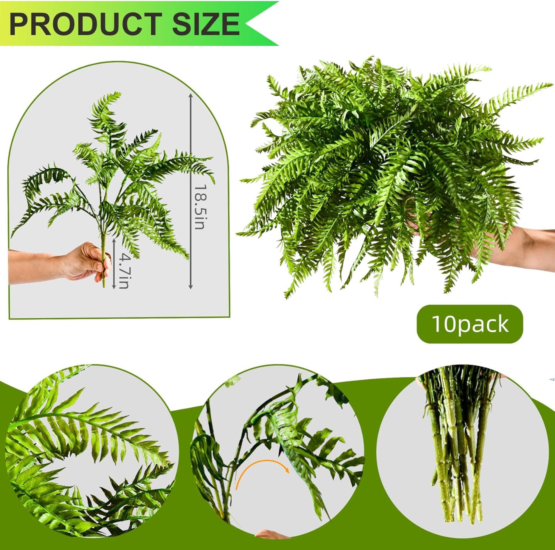 10 Pcs Artificial Fern Plants Realistic Fake Greenery for Indoor Outdoor Porch Patio Decor - 2