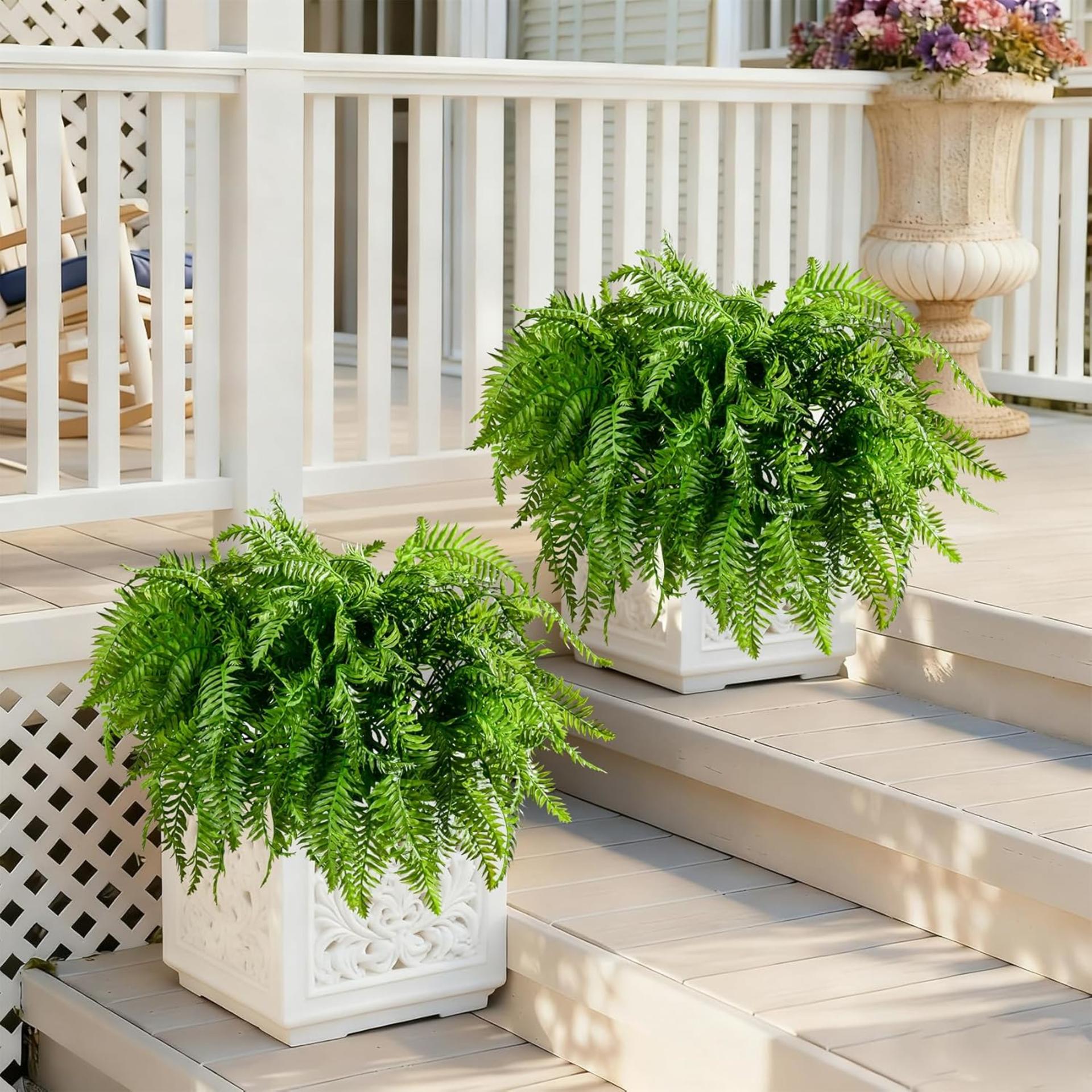 10 Pcs Artificial Fern Plants Realistic Fake Greenery for Indoor Outdoor Porch Patio Decor - 6