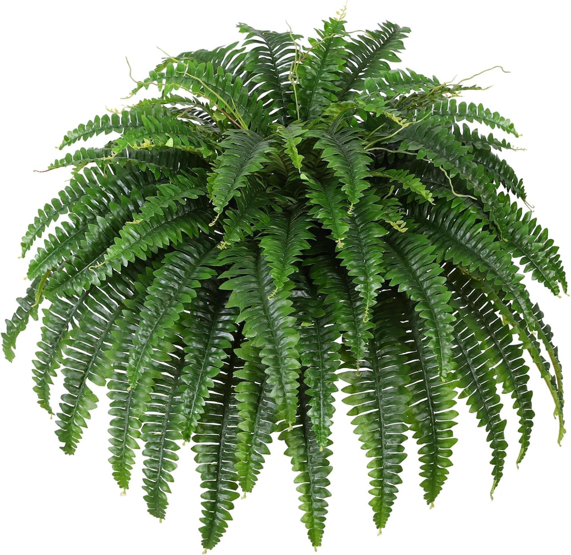 43-Inch Large Artificial Boston Fern Bush - 69 Branches Realistic Faux Greenery for Indoor Outdoor