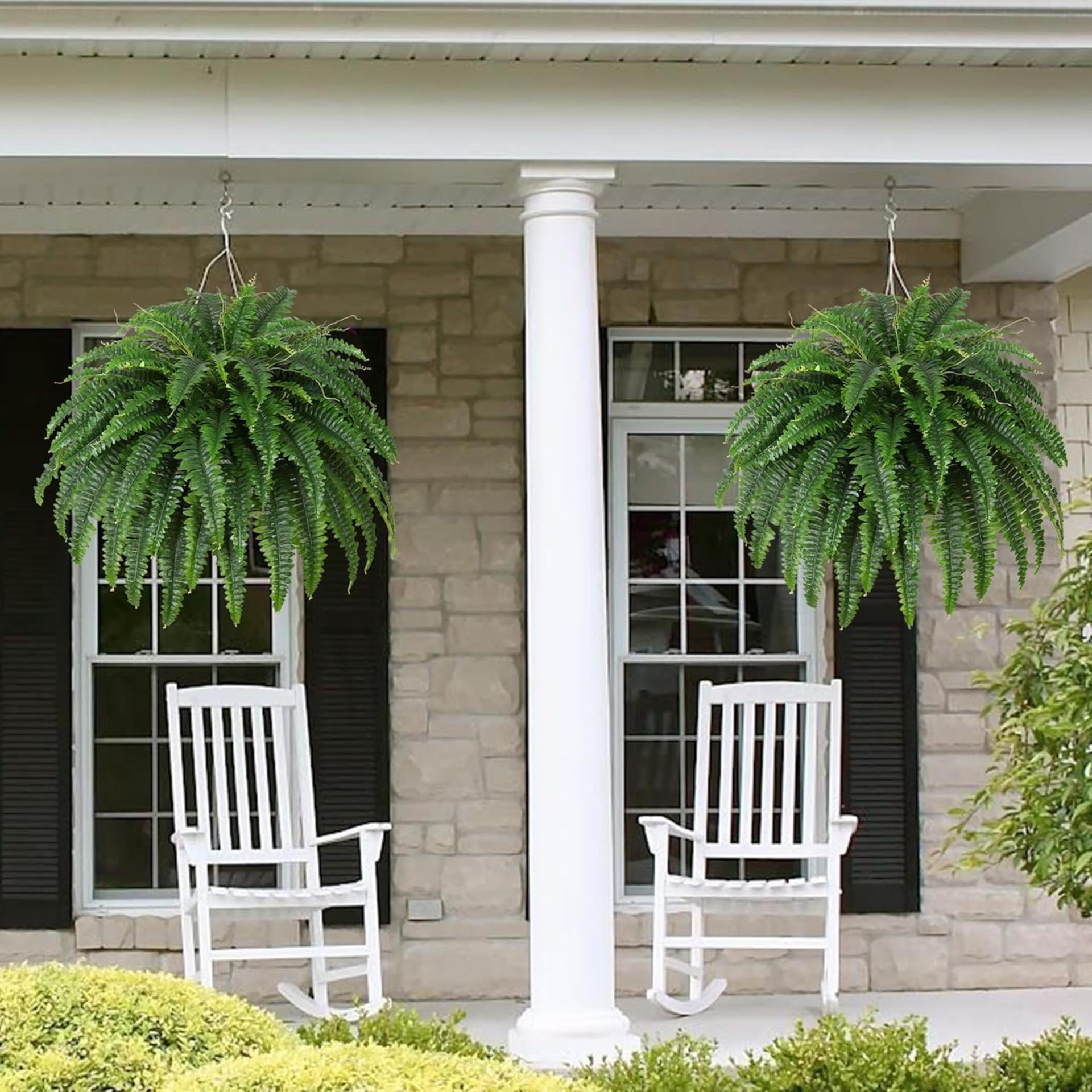 43-Inch Large Artificial Boston Fern Bush - 69 Branches Realistic Faux Greenery for Indoor Outdoor - 6