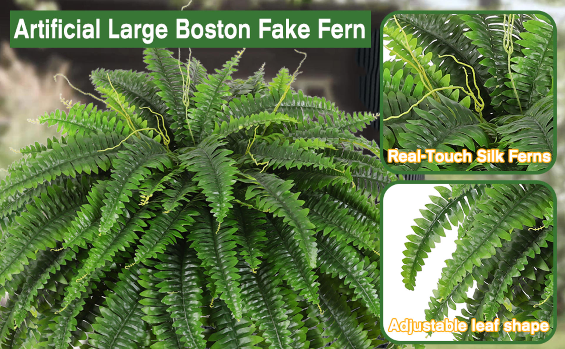 43-Inch Large Artificial Boston Fern Bush - 69 Branches Realistic Faux Greenery for Indoor Outdoor detail 3