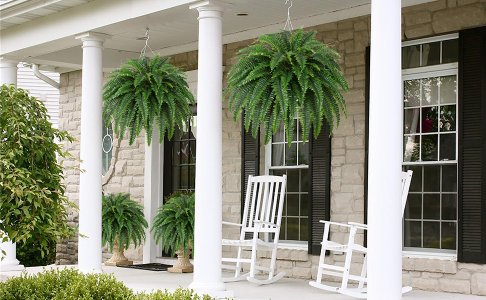 43-Inch Large Artificial Boston Fern Bush - 69 Branches Realistic Faux Greenery for Indoor Outdoor detail 5