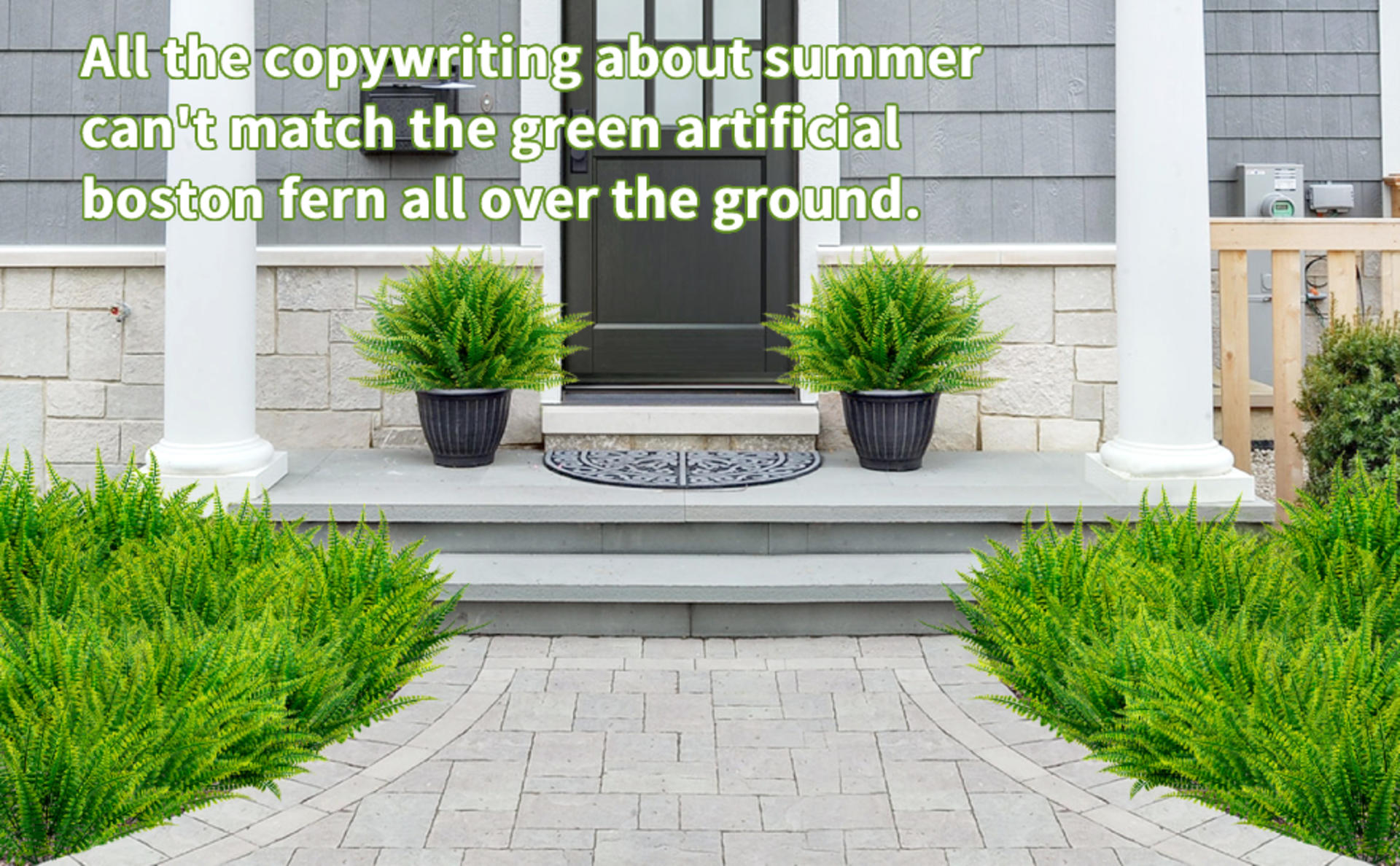 12 Bundles Artificial Boston Ferns UV Resistant Faux Greenery for Outdoor Indoor Decor detail 2