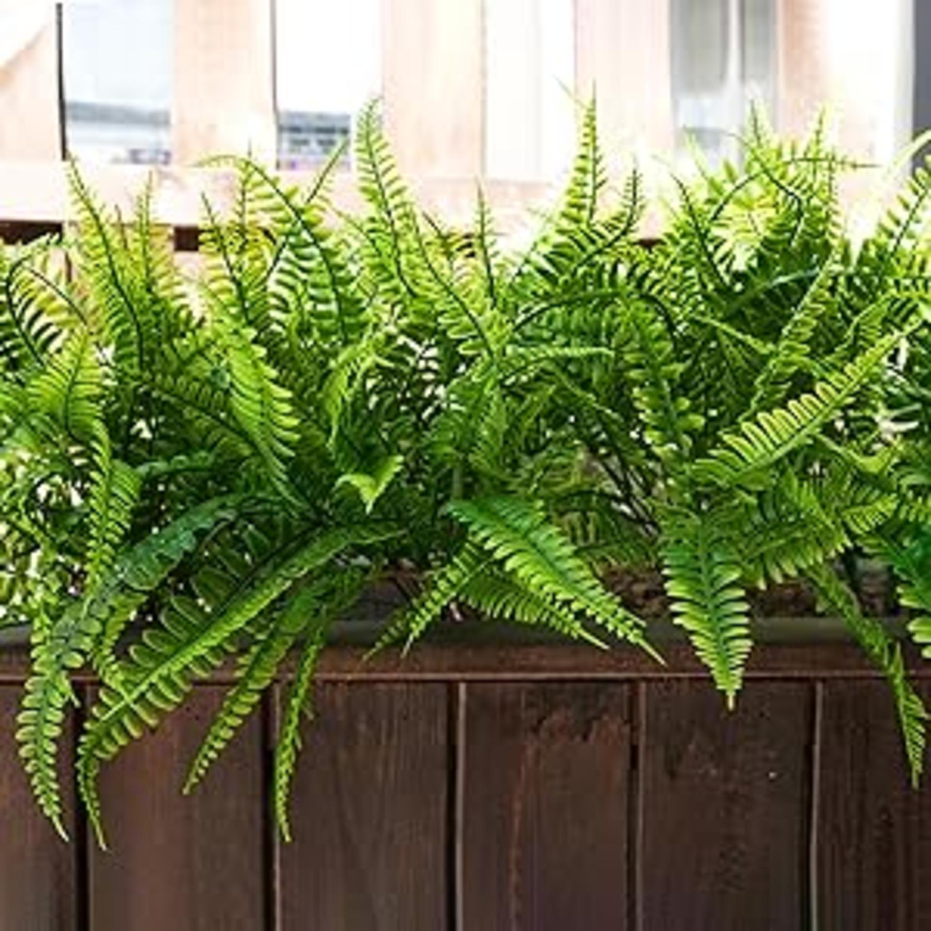 12 Bundles Artificial Boston Ferns UV Resistant Faux Greenery for Outdoor Indoor Decor detail 6