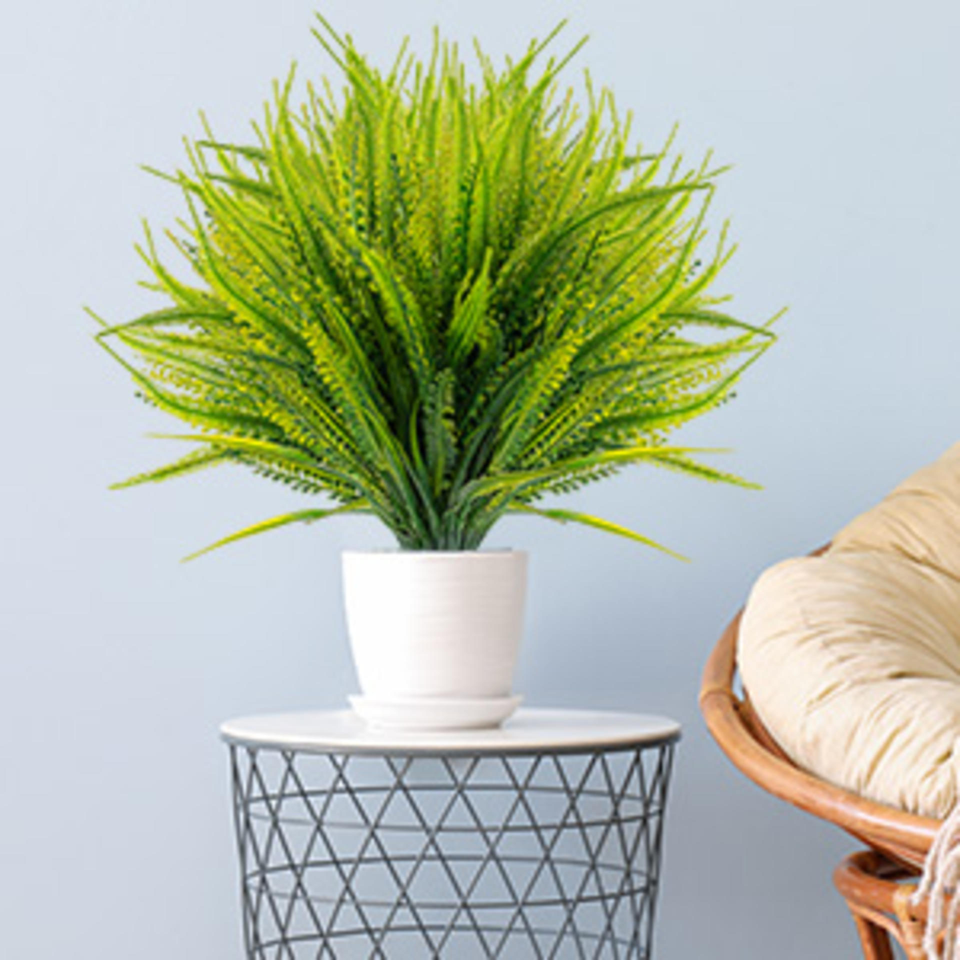 12 Bundles Artificial Boston Ferns with Flowers, UV Resistant Faux Greenery for Outdoor Indoor Decor detail 3