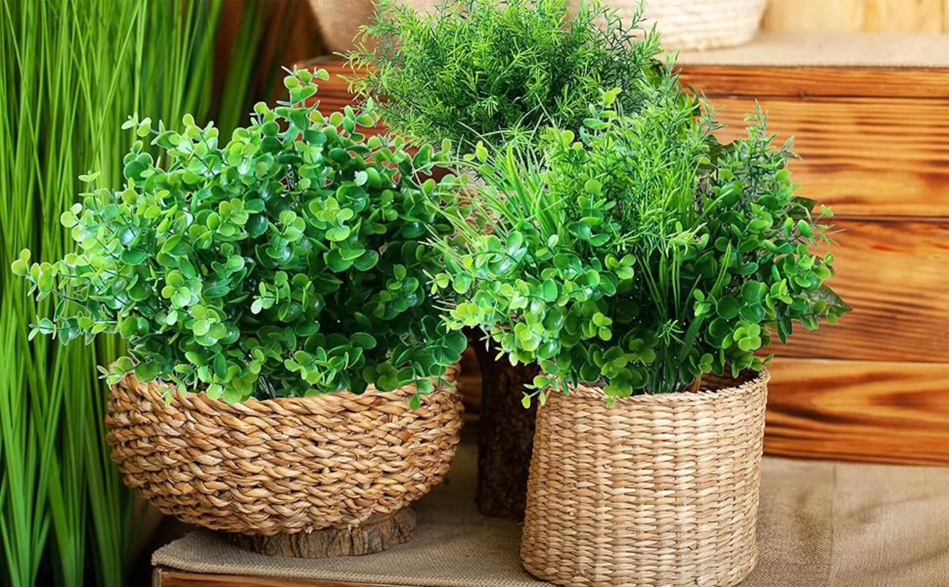 18PCS Outdoor Artificial Faux Plants, UV Resistant Realistic Fake Greenery for Porch & Window Box detail 1