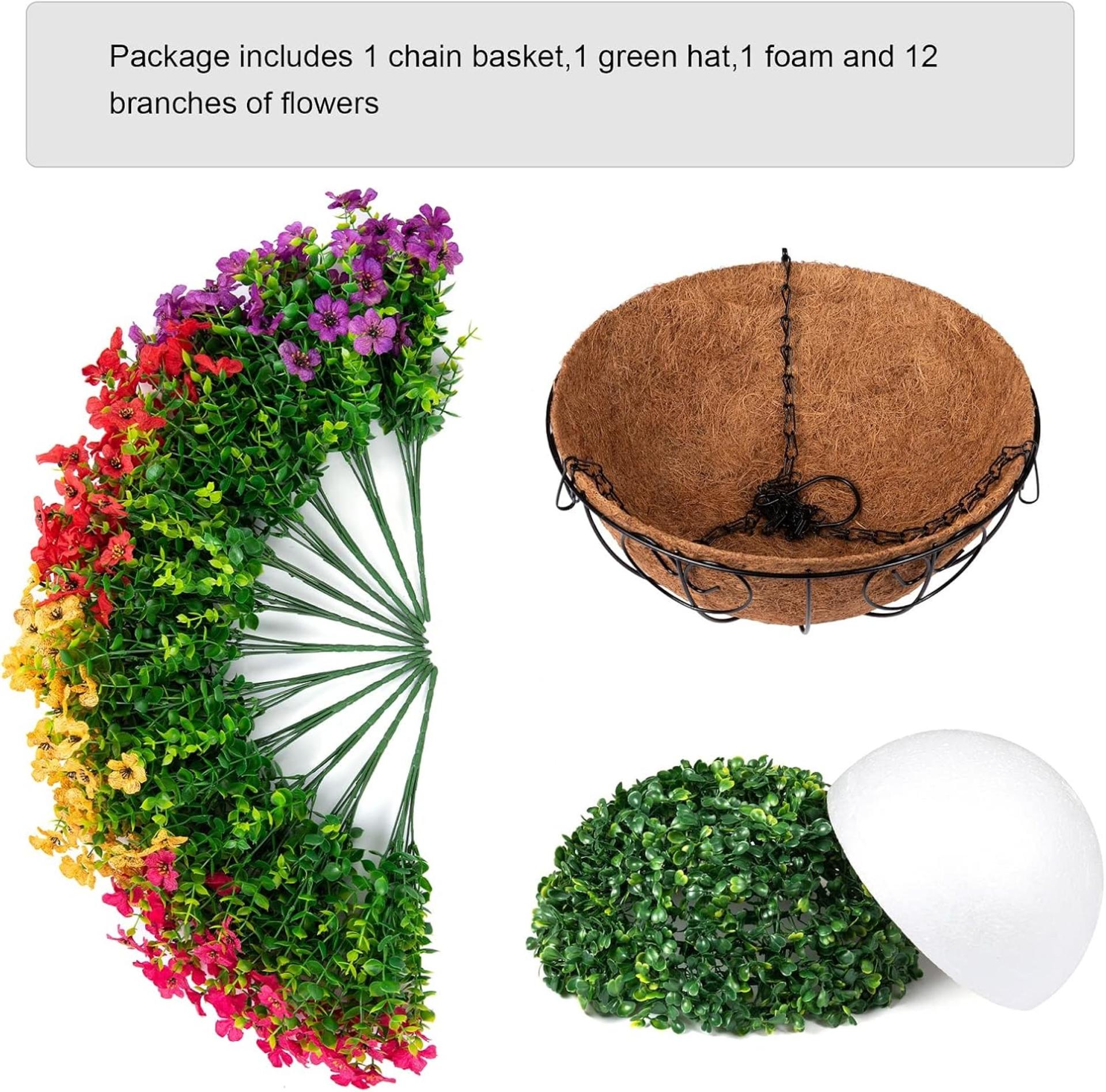 Artificial Hanging Flower Basket with UV Resistant Silk Daisies and Eucalyptus for Outdoor Decor - 4