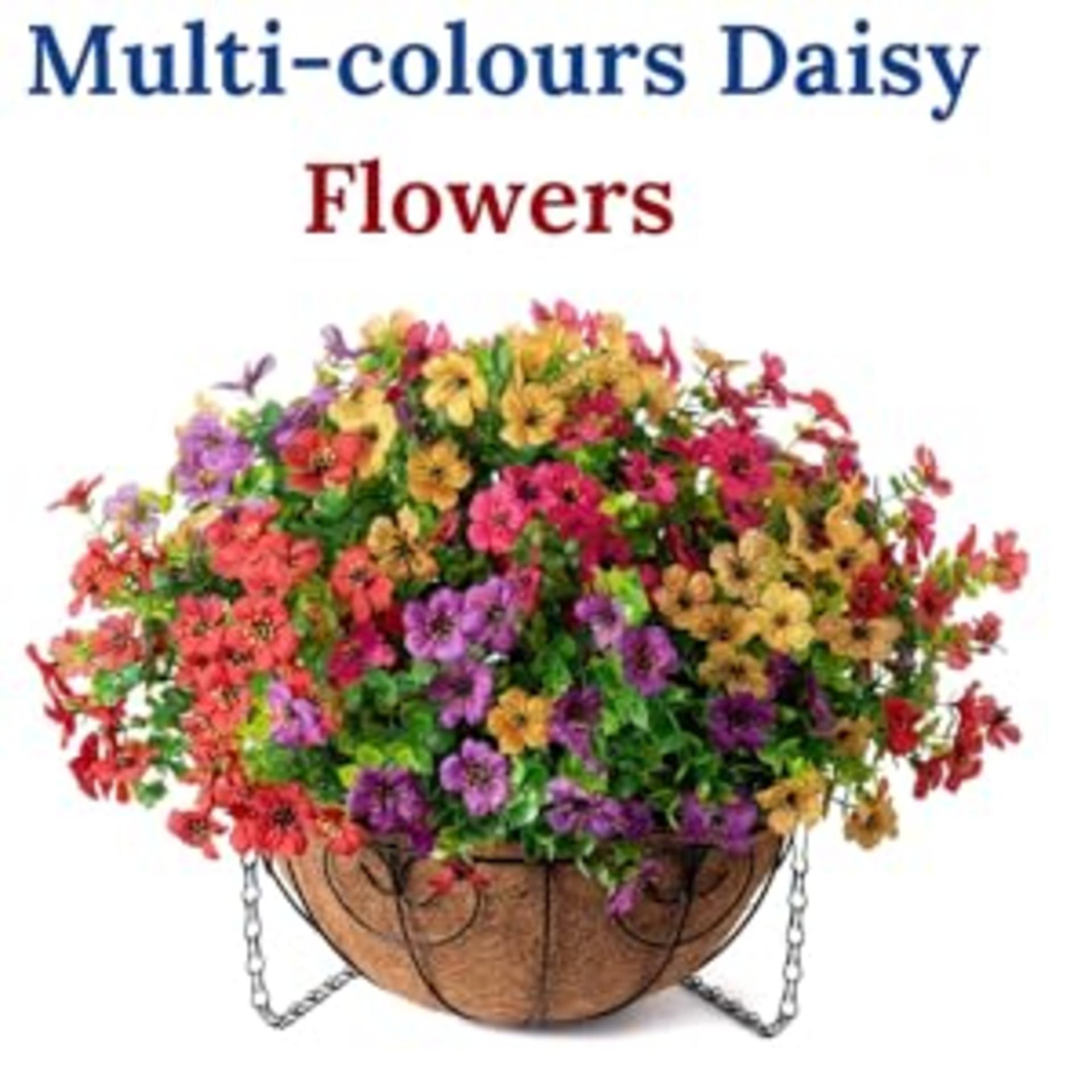 Artificial Hanging Flower Basket with UV Resistant Silk Daisies and Eucalyptus for Outdoor Decor detail 9