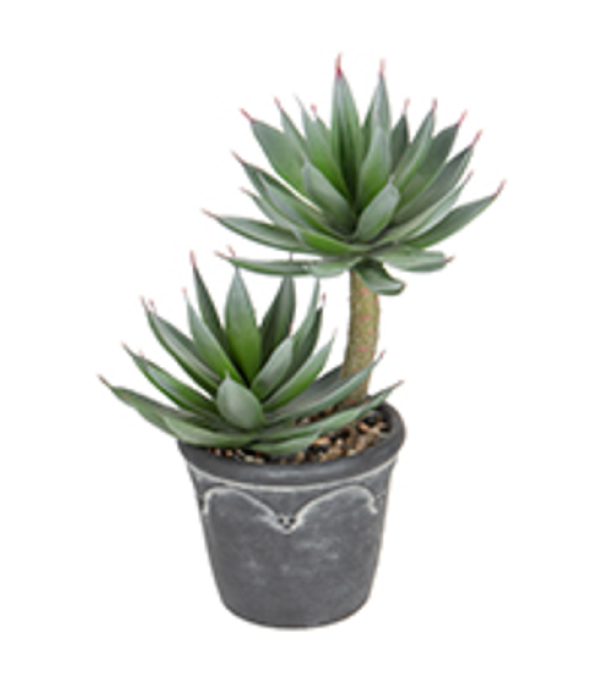 Large Artificial Agave Plant - 15" Faux Three-Head Succulent in Modern White Ceramic Pot detail 9