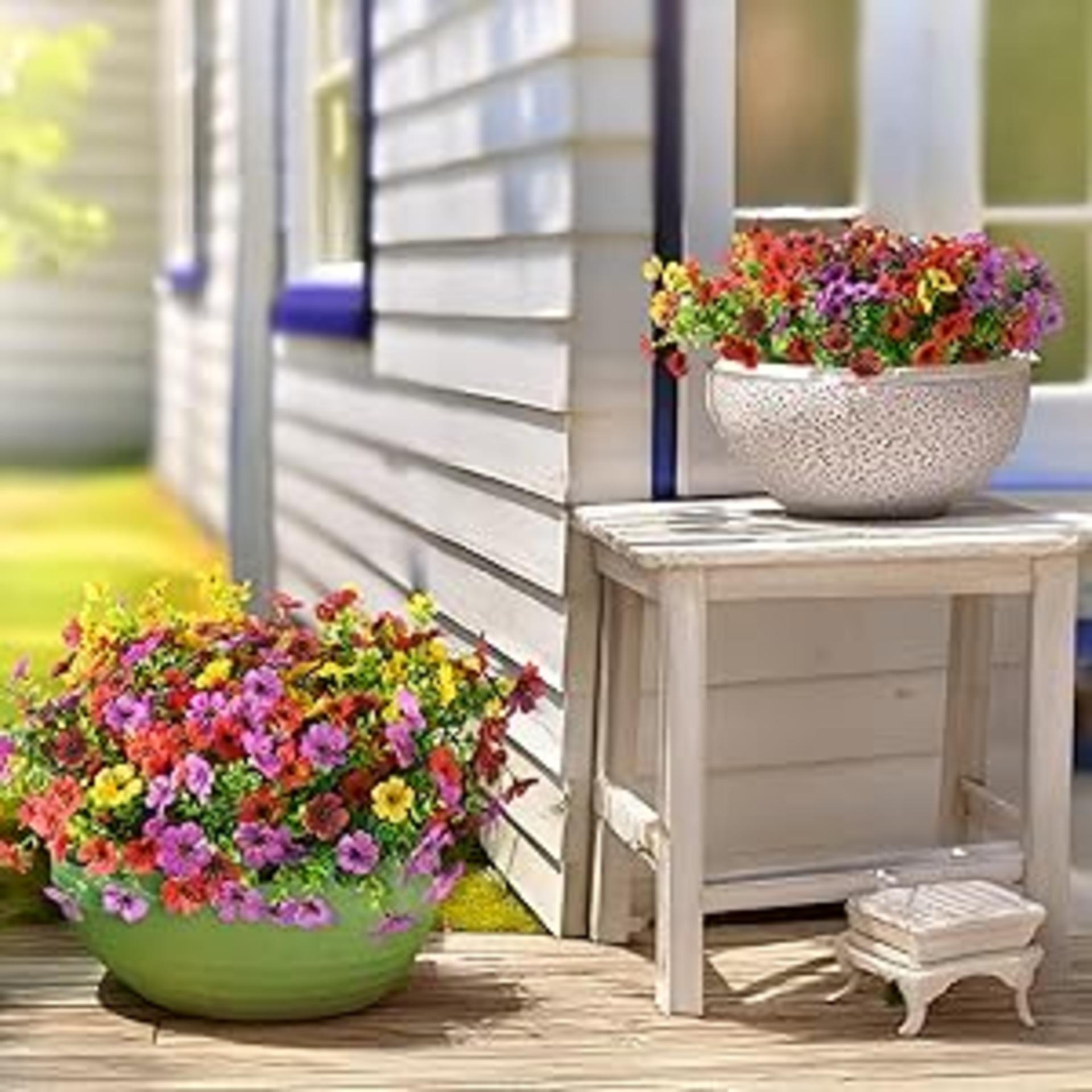 12 Bundles Multicolor Artificial Flowers for Outdoors, UV Resistant Faux Silk Plants for Porch detail 4