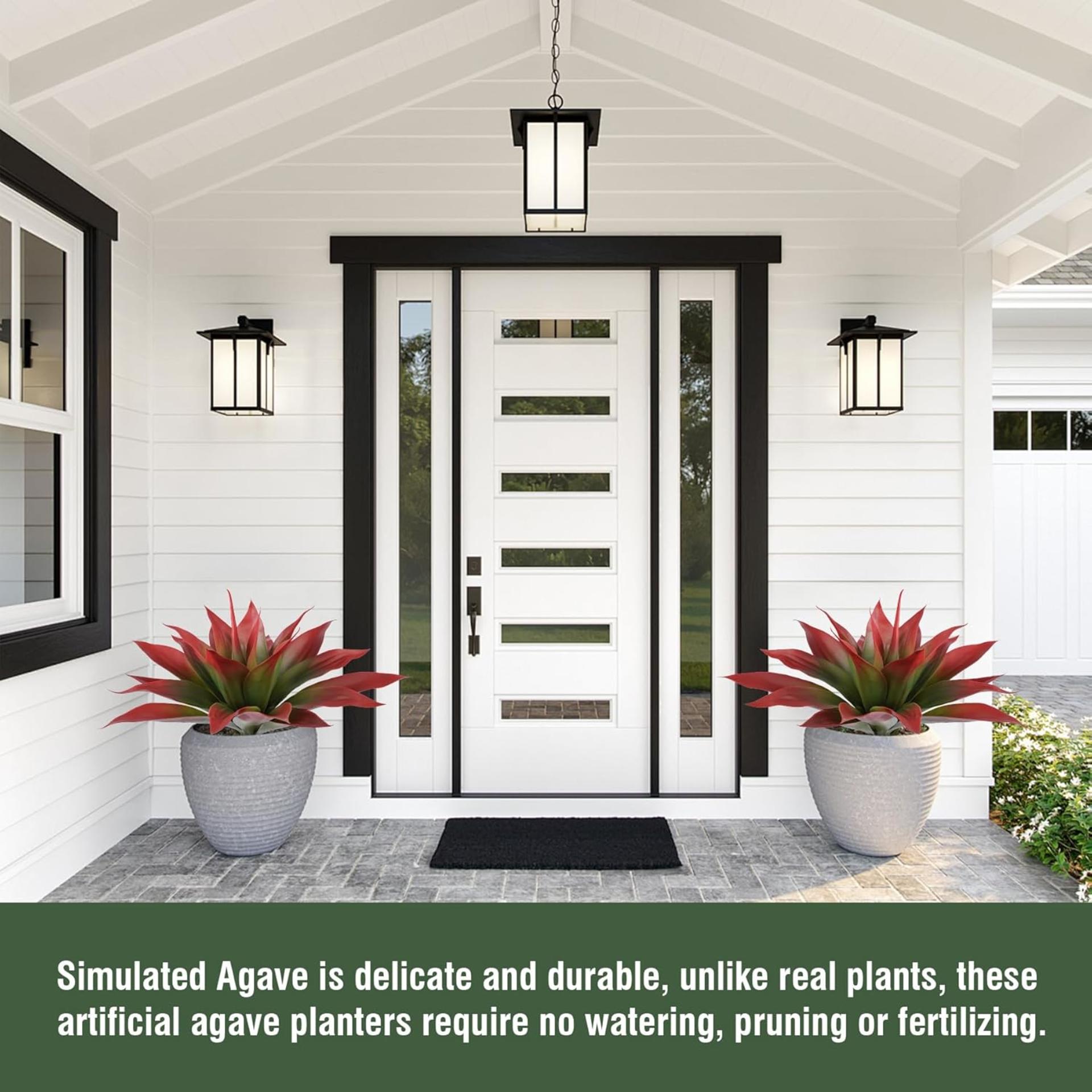 Artificial Agave Plants,Large UV Resistant Fake Agave Planters for Indoor and Outdoor Decorating Tropical Plant Succulents Greenery Indoor Decor (2Pack,22" Red) - 8