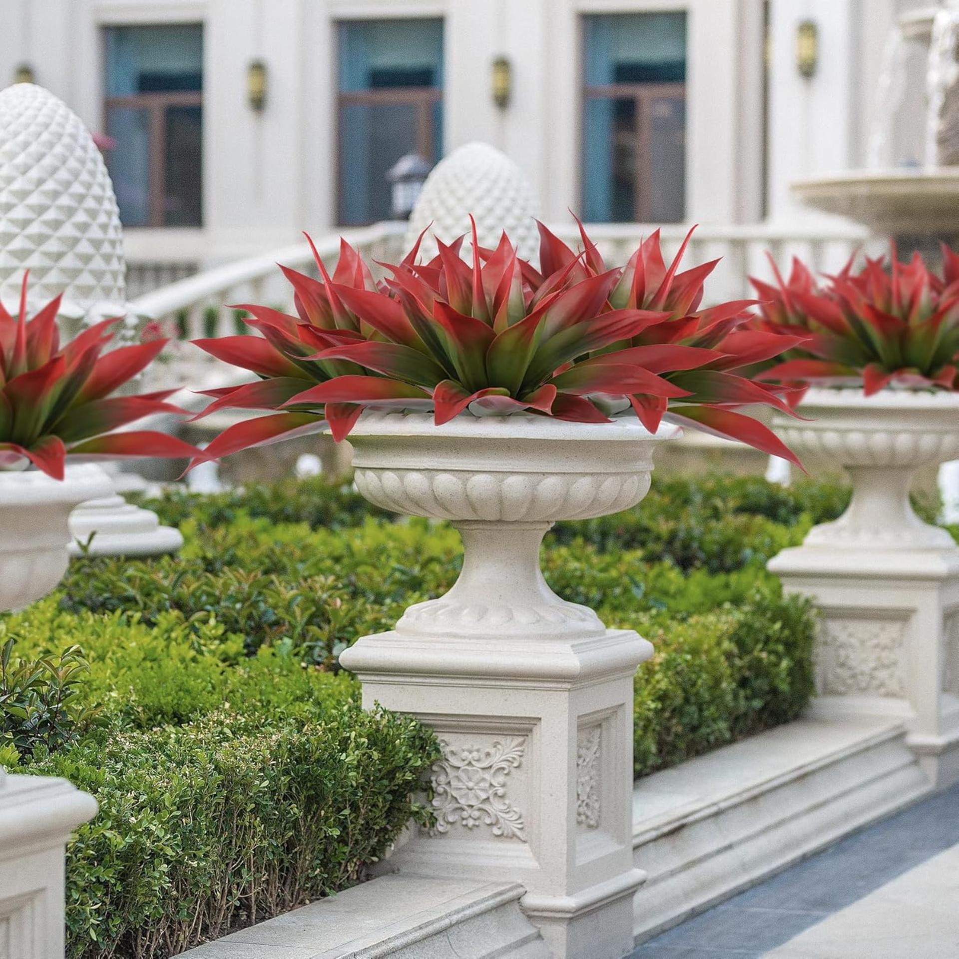 Artificial Agave Plants,Large UV Resistant Fake Agave Planters for Indoor and Outdoor Decorating Tropical Plant Succulents Greenery Indoor Decor (2Pack,22" Red) - 9