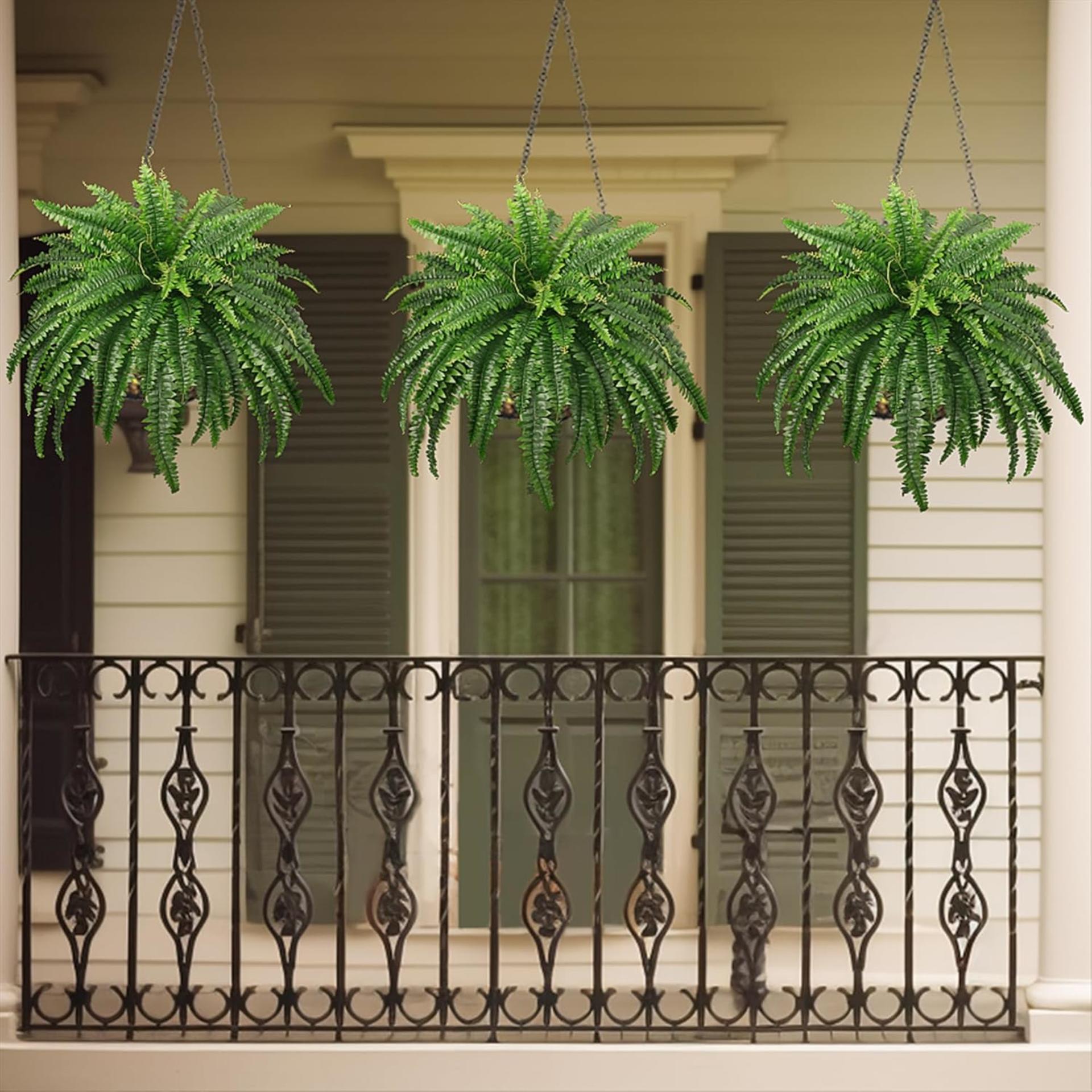45" Fake Ferns, Realistic Large Artificial Bush Plants, 2 Artificial Boston Ferns with 59 Fronds for Outdoors Planter Indoor Home Garden Porch Decor - 7