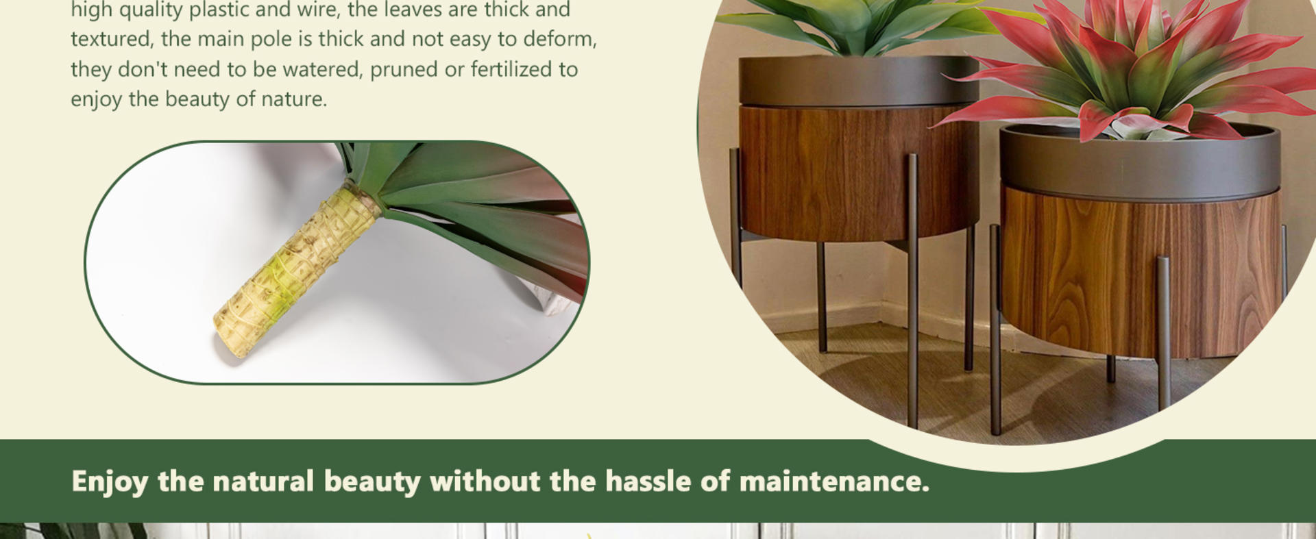 Artificial Agave Plants,Large UV Resistant Fake Agave Planters for Indoor and Outdoor Decorating Tropical Plant Succulents Greenery Indoor Decor (2Pack,22" Red) detail 5