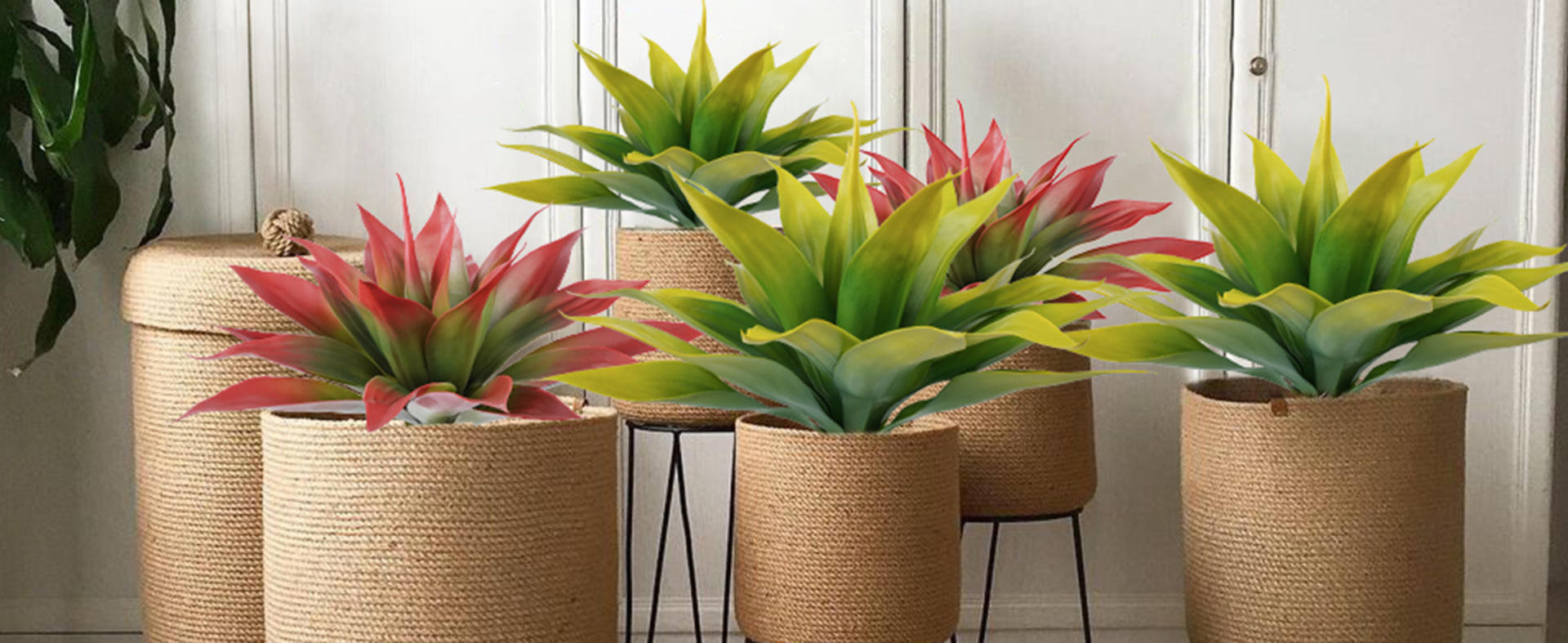 Artificial Agave Plants,Large UV Resistant Fake Agave Planters for Indoor and Outdoor Decorating Tropical Plant Succulents Greenery Indoor Decor (2Pack,22" Red) detail 6