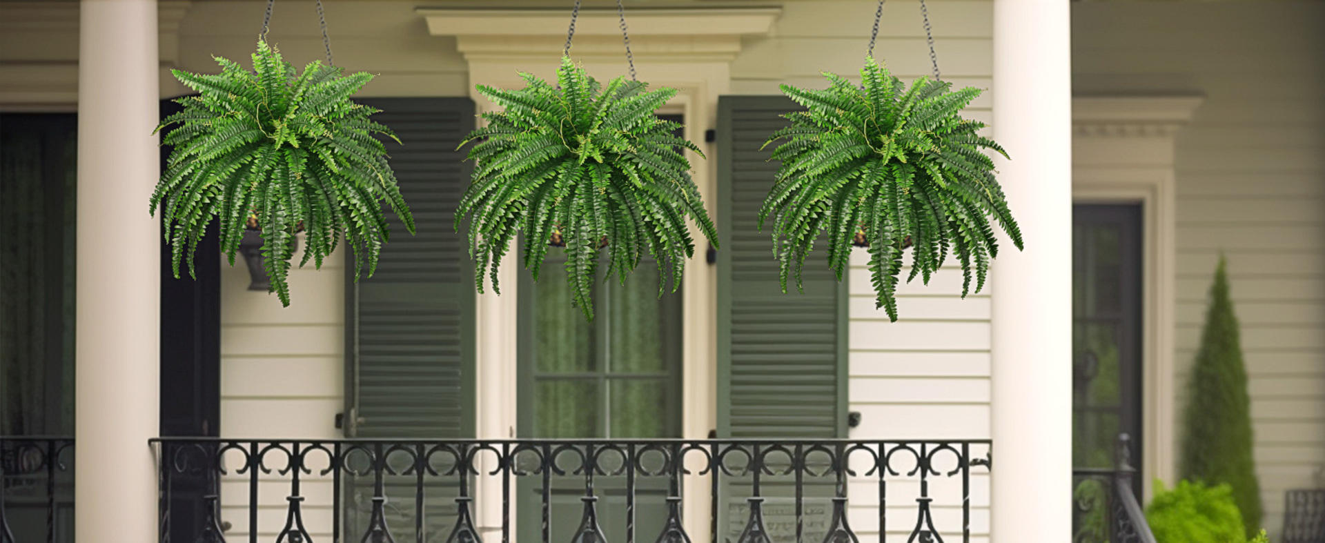 45" Fake Ferns, Realistic Large Artificial Bush Plants, 2 Artificial Boston Ferns with 59 Fronds for Outdoors Planter Indoor Home Garden Porch Decor detail 7