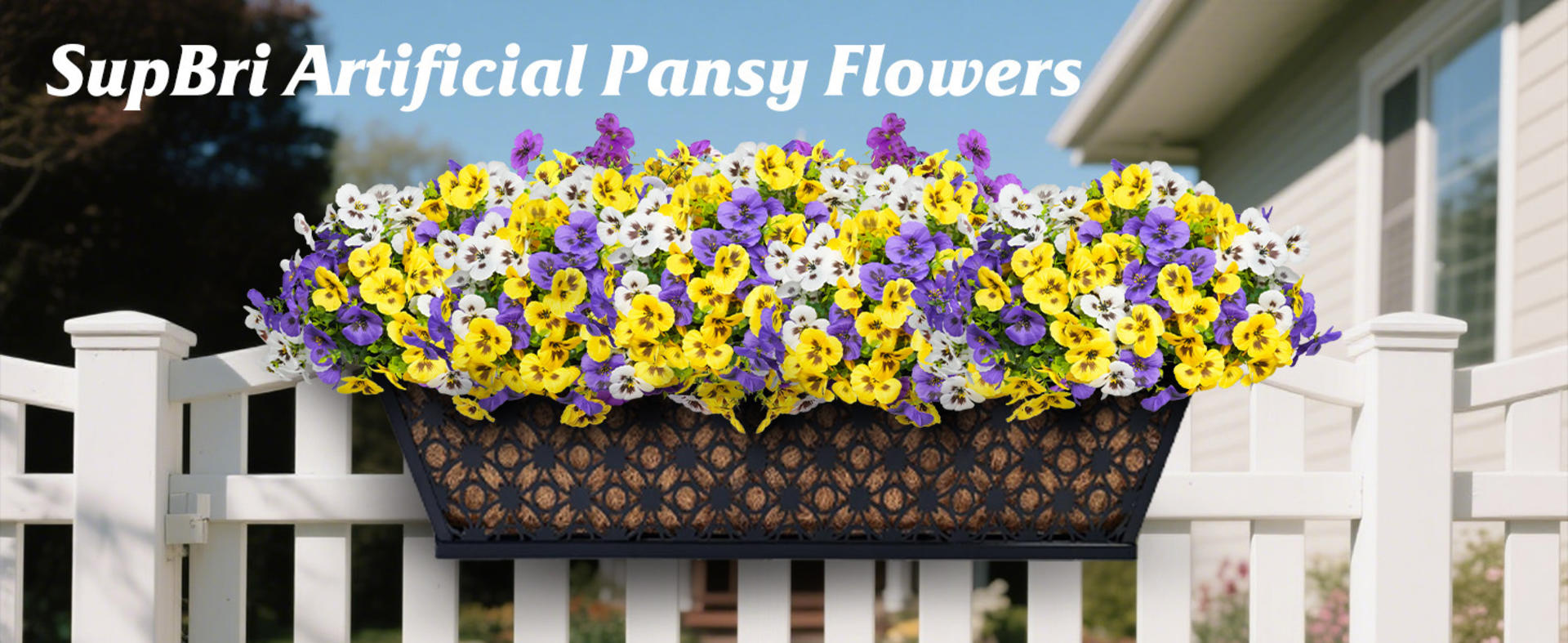 12 Bundles UV Resistant Artificial Pansy Flowers for Outdoor Planters and Garden Decor detail 1