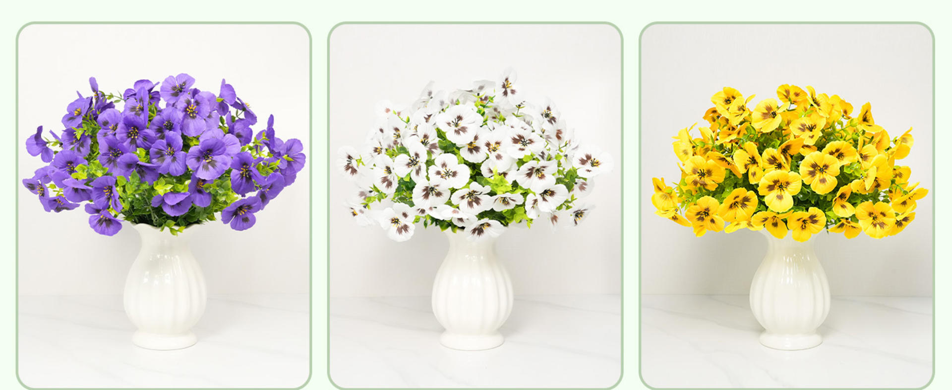 12 Bundles UV Resistant Artificial Pansy Flowers for Outdoor Planters and Garden Decor detail 3