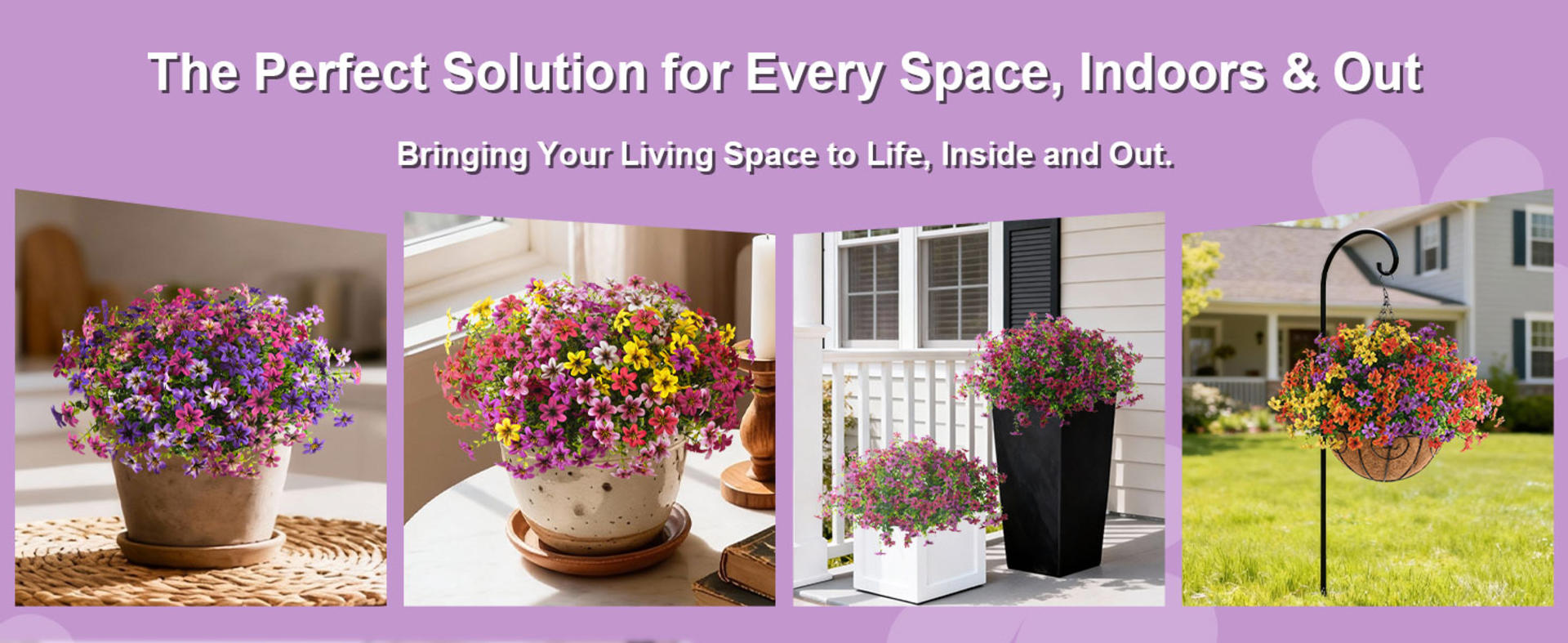 12 Bundles Artificial Outdoor Flowers UV Resistant Faux Silk Plants for Garden Porch Decor detail 4