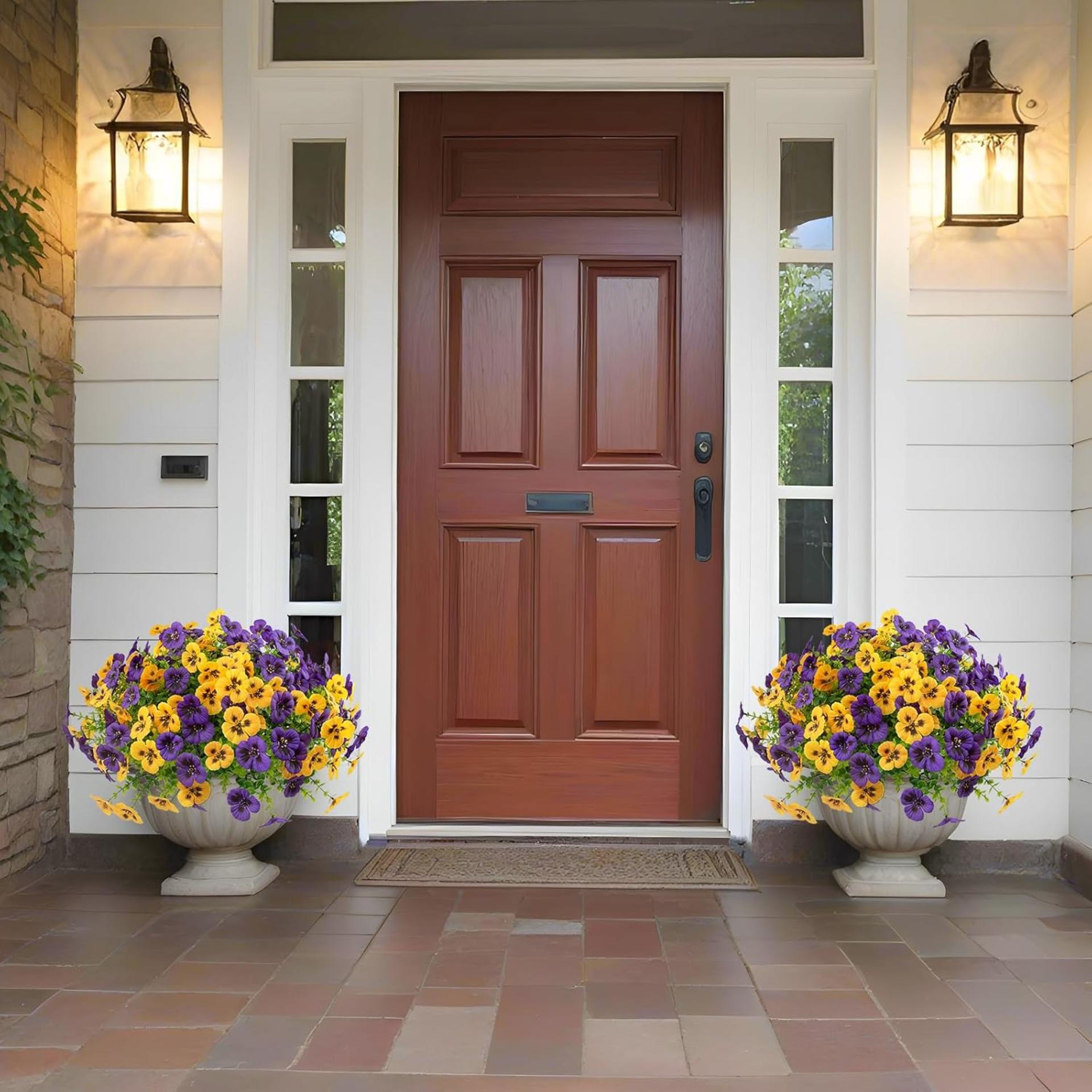 18 Pcs Artificial Pansy Flowers, UV Resistant Faux Silk Flowers for Outdoor Planters and Porch Decor - 3