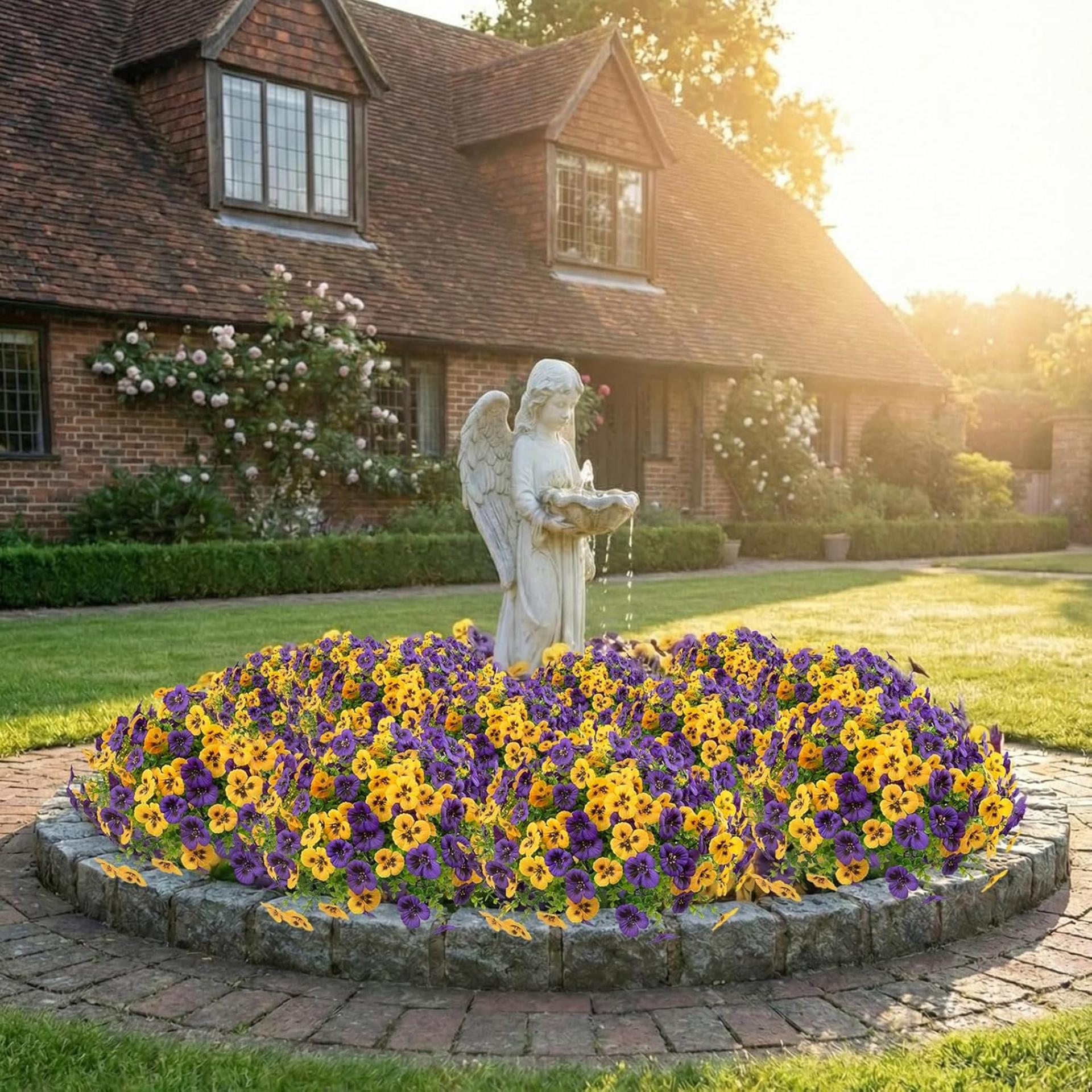 18 Pcs Artificial Pansy Flowers, UV Resistant Faux Silk Flowers for Outdoor Planters and Porch Decor - 4